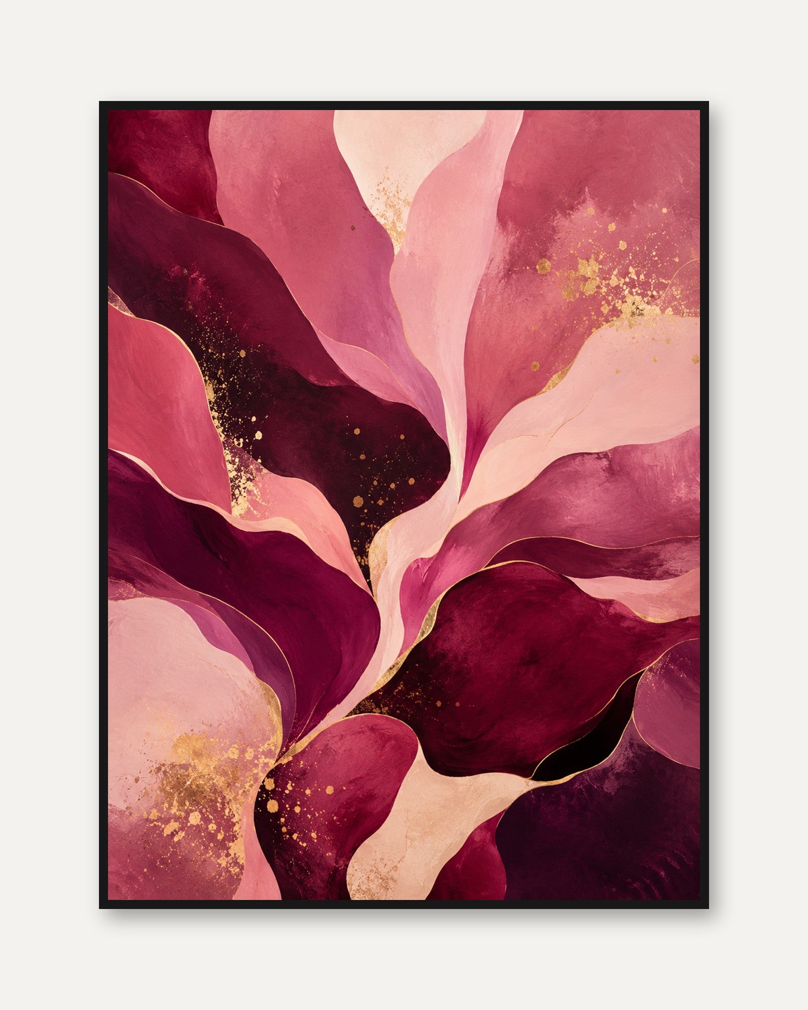 Pink Abstract Wall Art – Floral Watercolor Print - framed