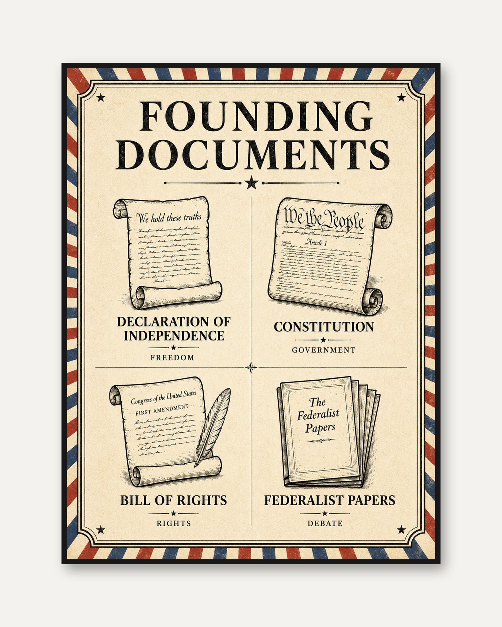 American History Poster - framed