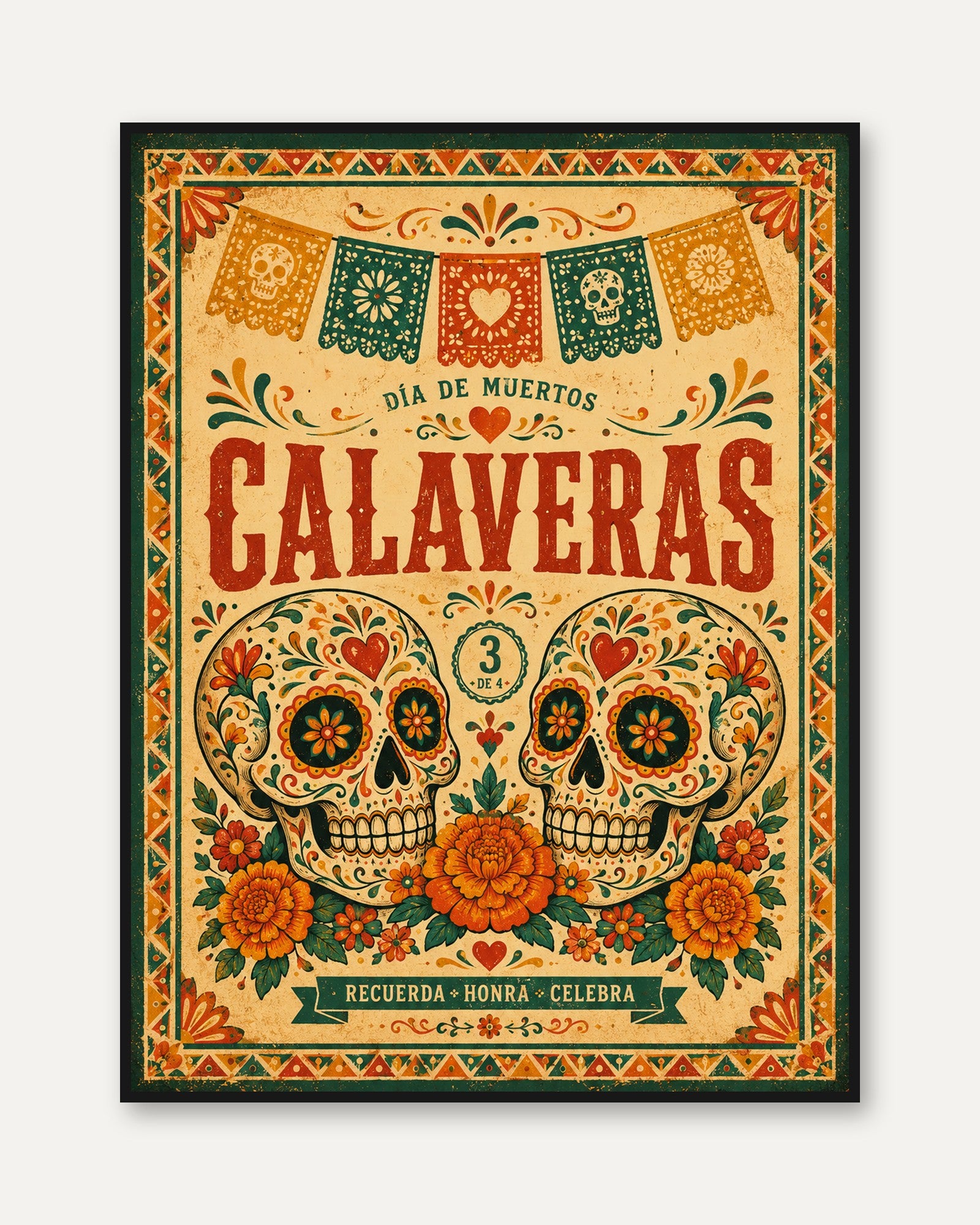 Dia de Muertos Calaveras Print - framed