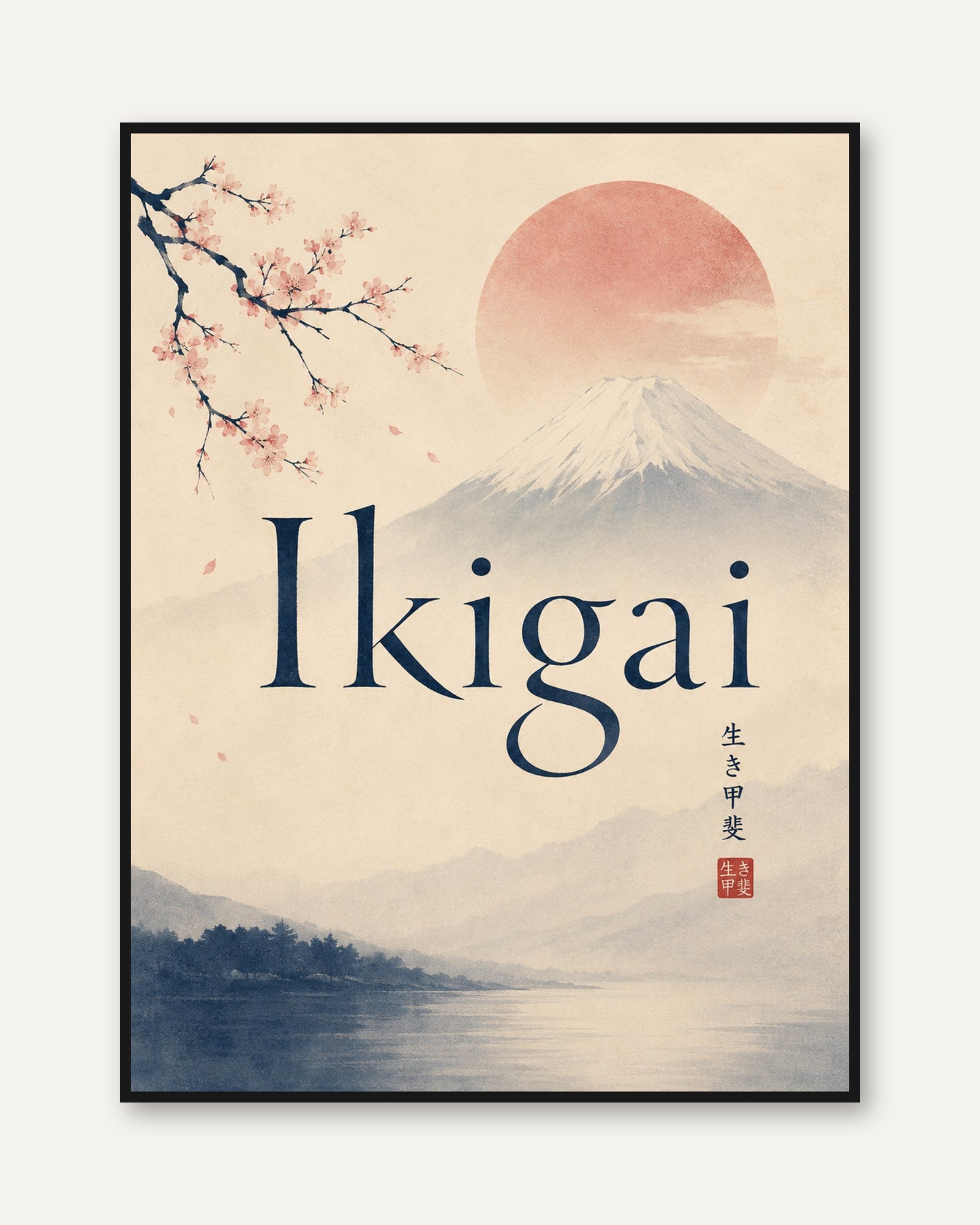 Ikigai Wall Art – Japanese Motivational Print - framed