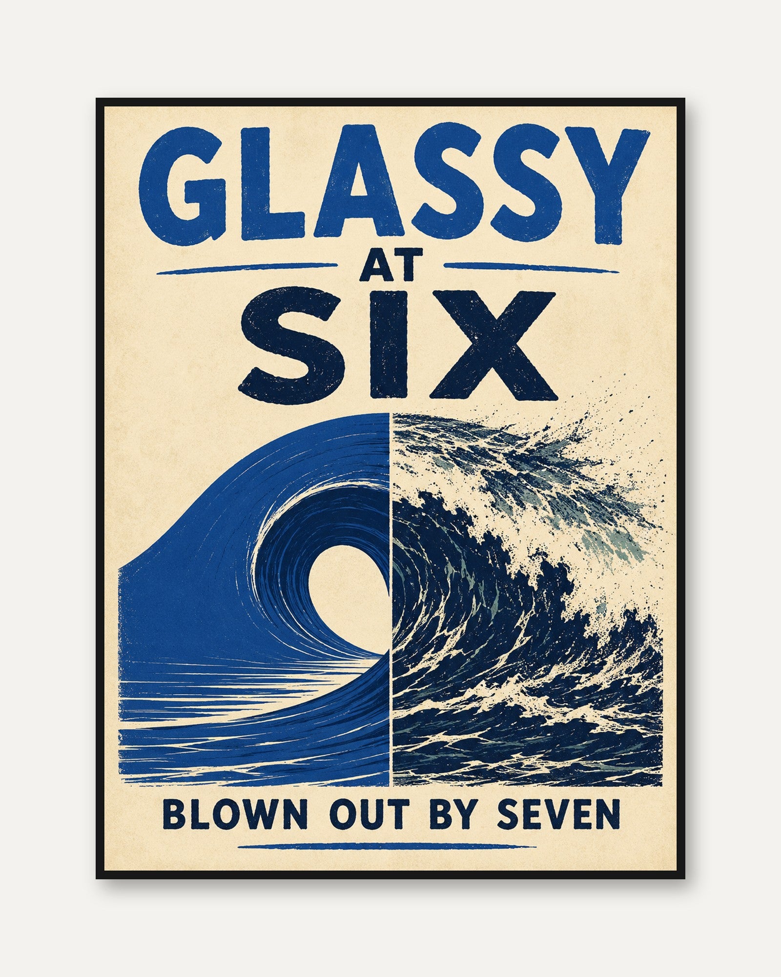 Surf Wall Art – Retro Wave Print - framed