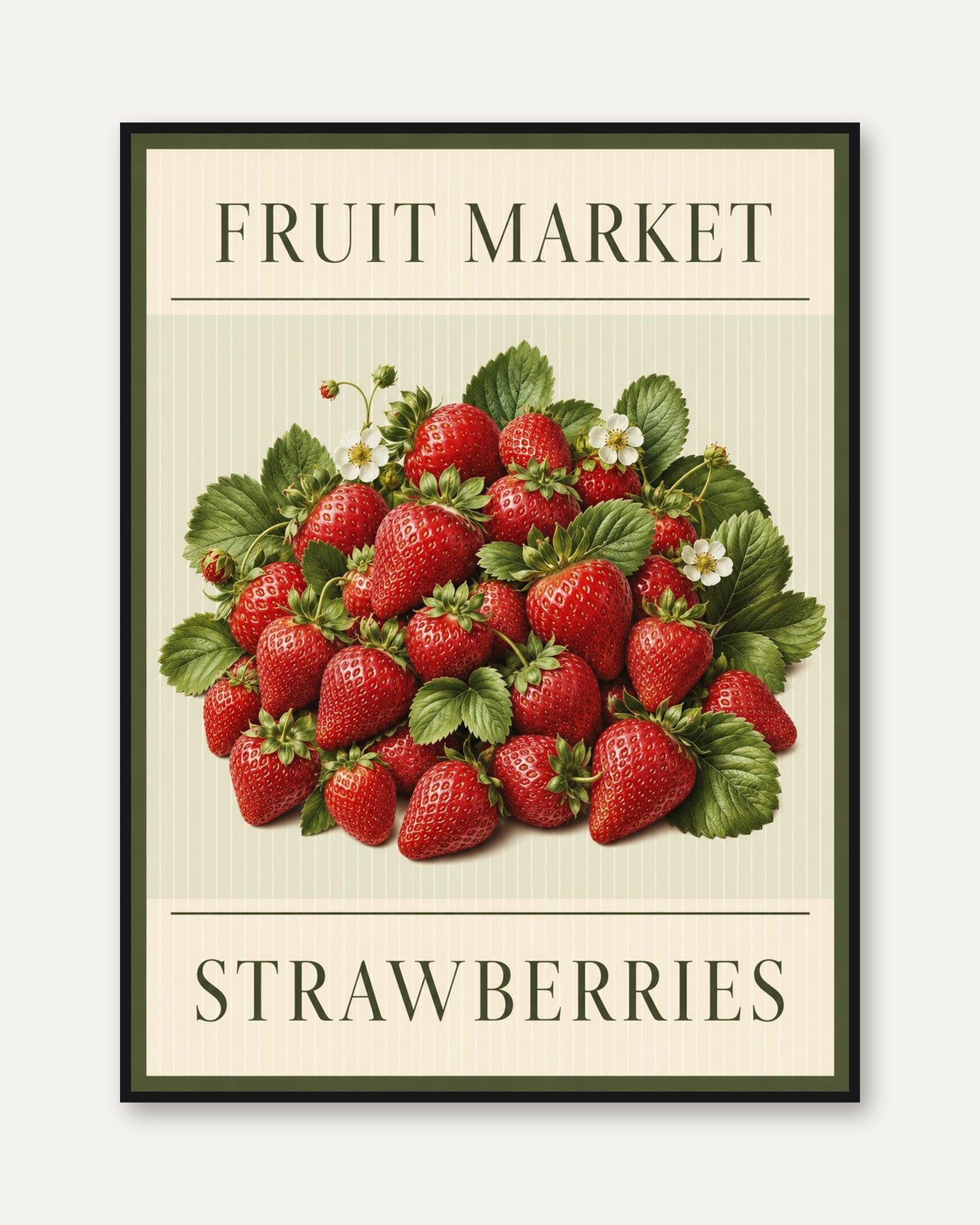 Strawberry Wall Art – Fruit Market Print - framed