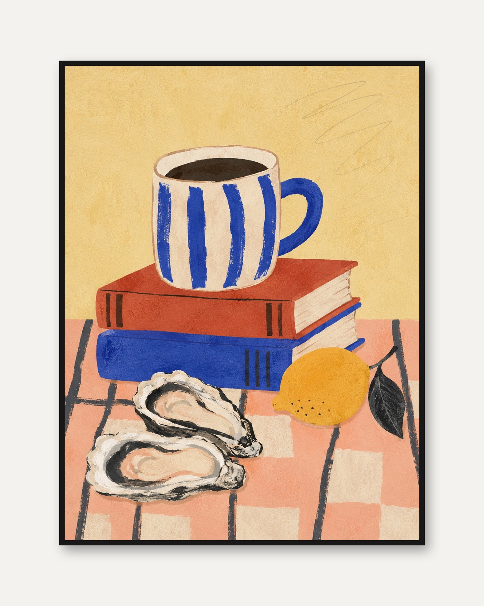 Coffee and Books Wall Art – Kitchen Print - framed