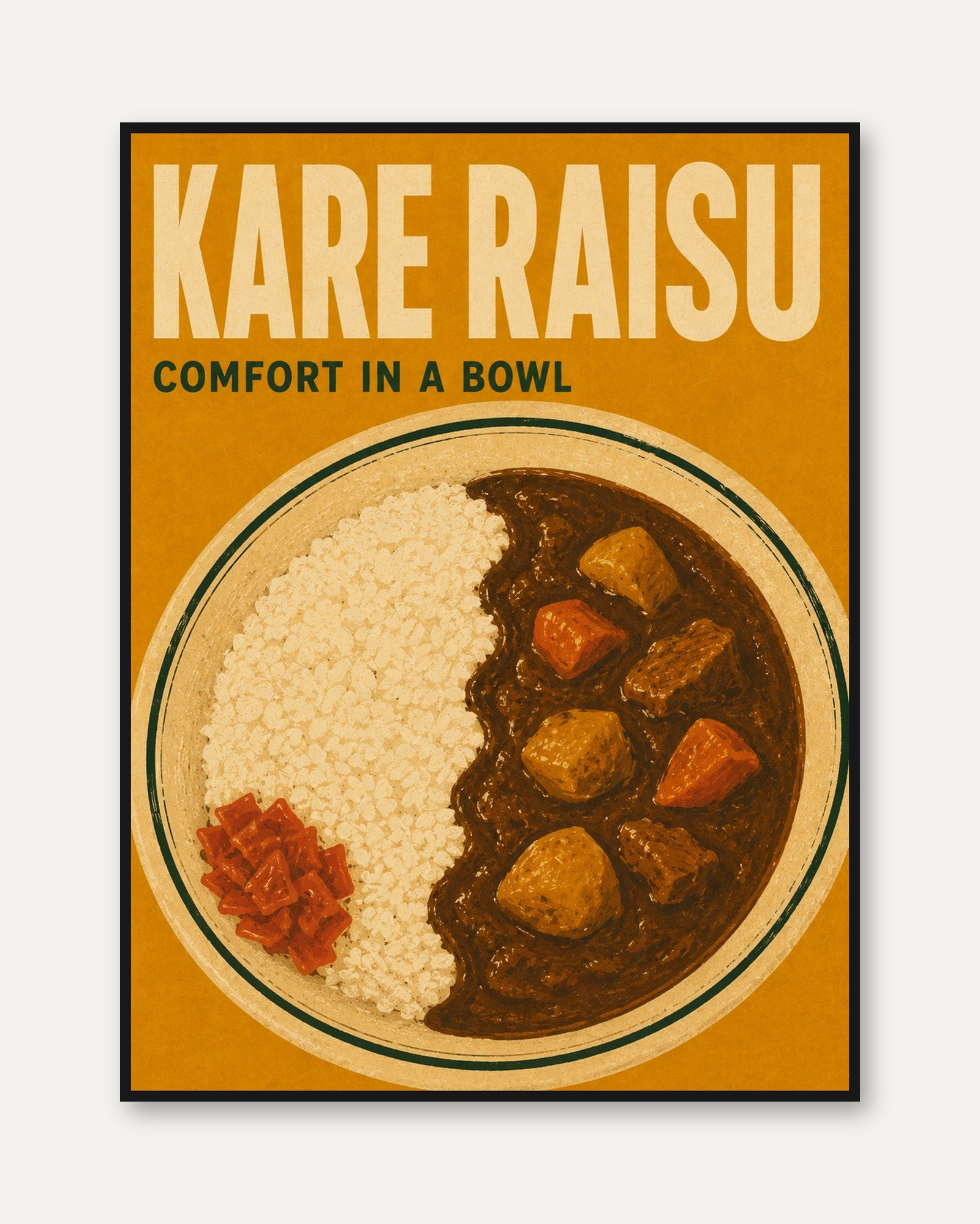 Japanese Food Wall Art – Kare Raisu Poster - framed
