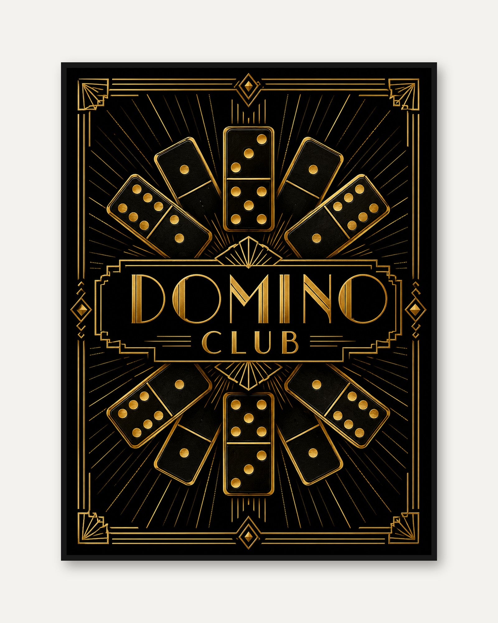 Art Deco Game Room Wall Art – Domino Poster - framed