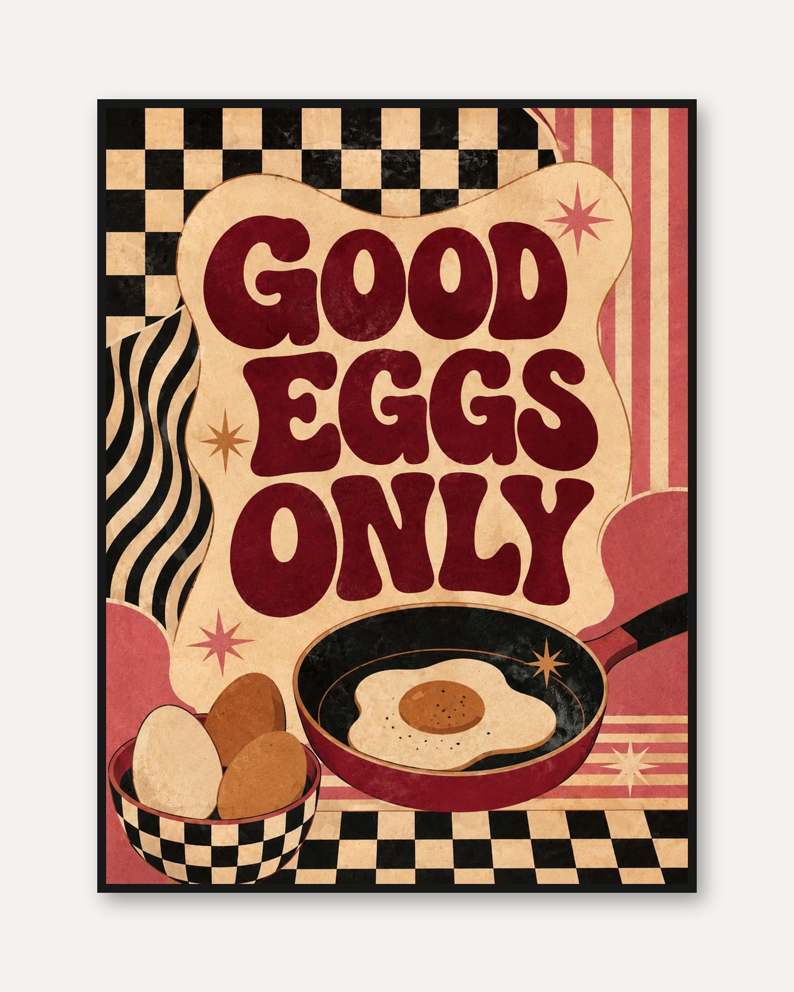 Retro Kitchen Print: Mid-Century Diner Style - framed