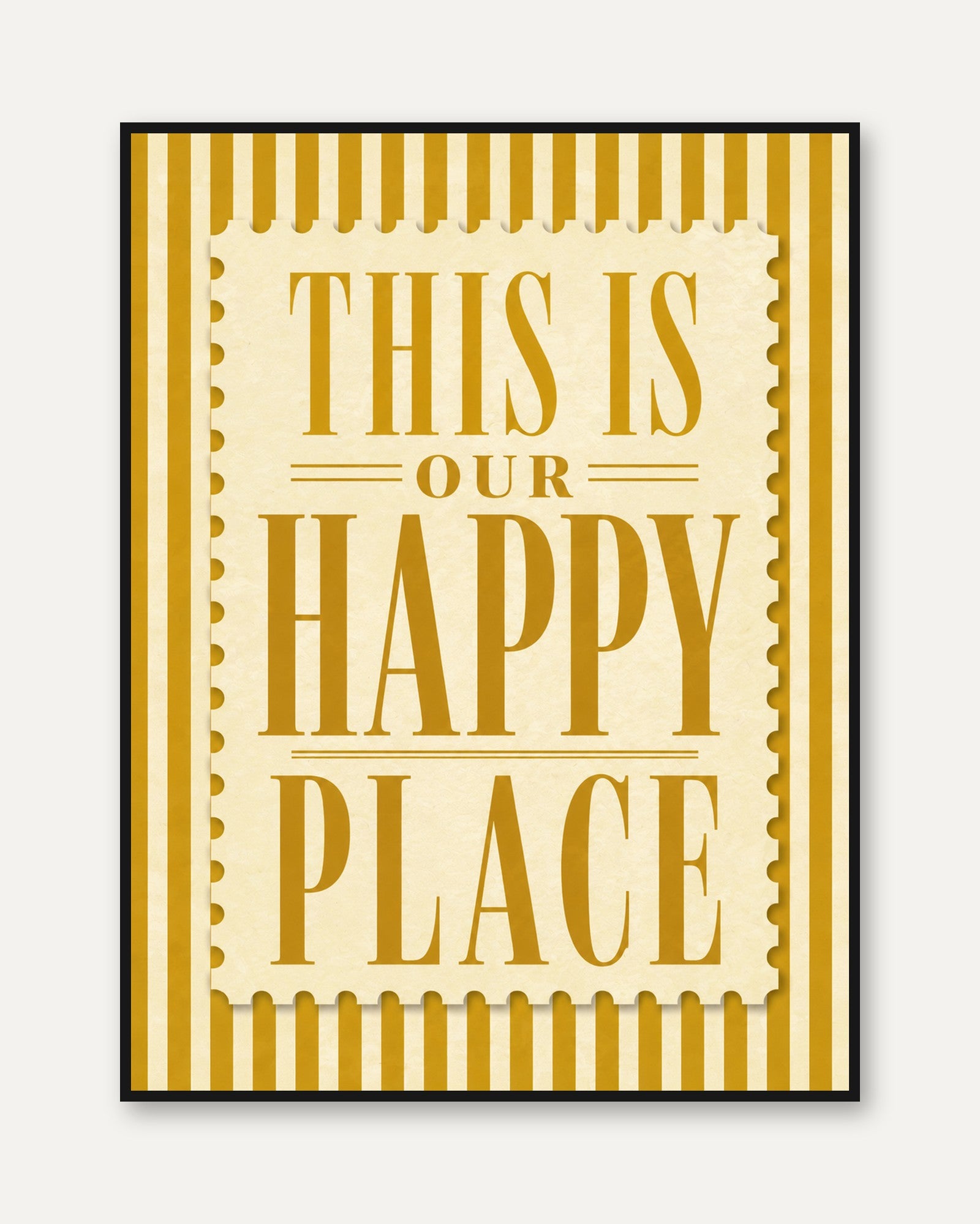 Happy Place Wall Art – Quote Print - framed