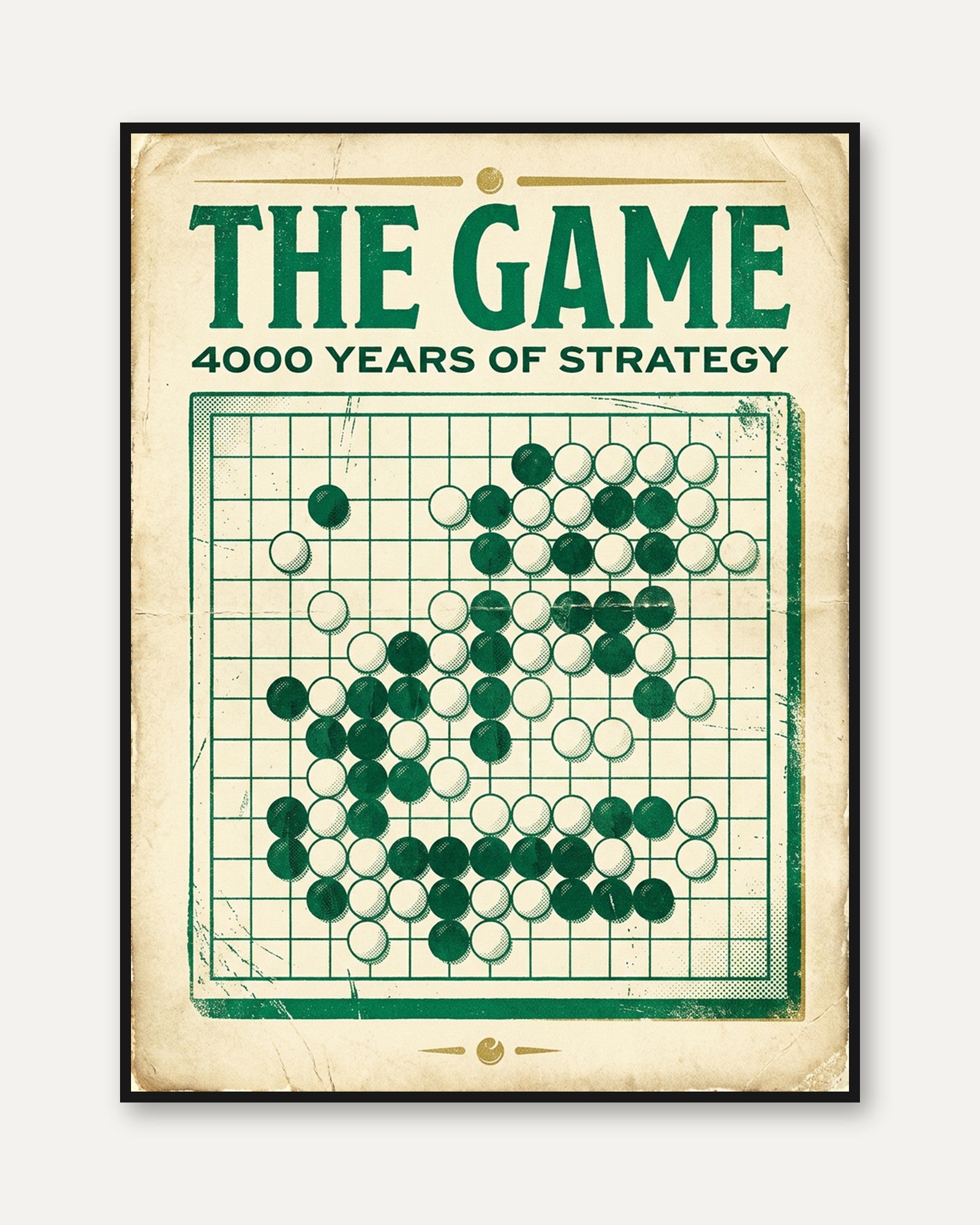 Go Game Vintage Poster – 4000 Years Strategy Board Art - framed