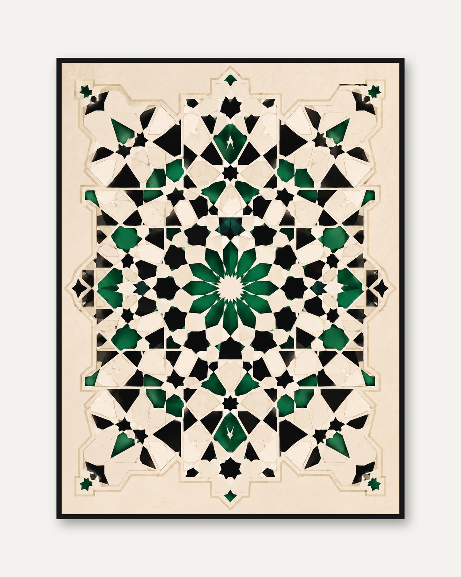 Islamic Geometric Wall Art – Moroccan Tile Print - framed