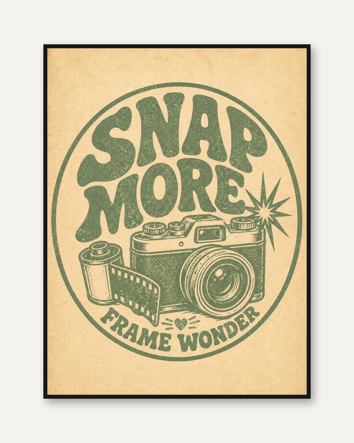 Photography Wall Art: Vintage Camera Illustration - framed