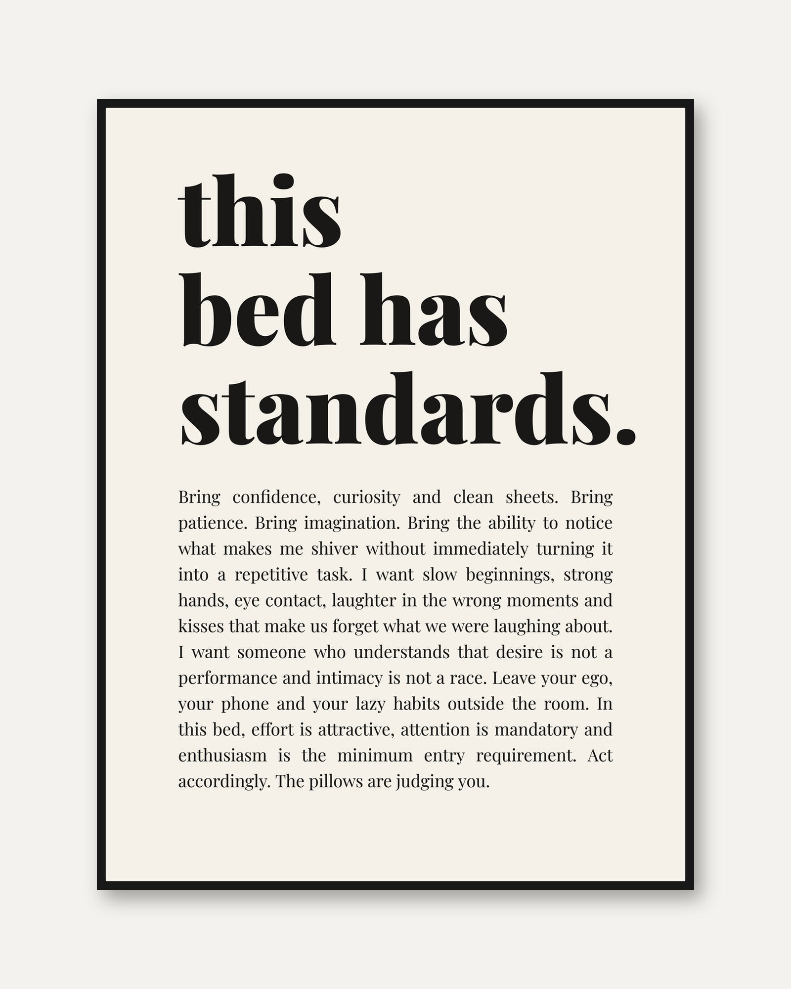 Bedroom Typography Print - framed