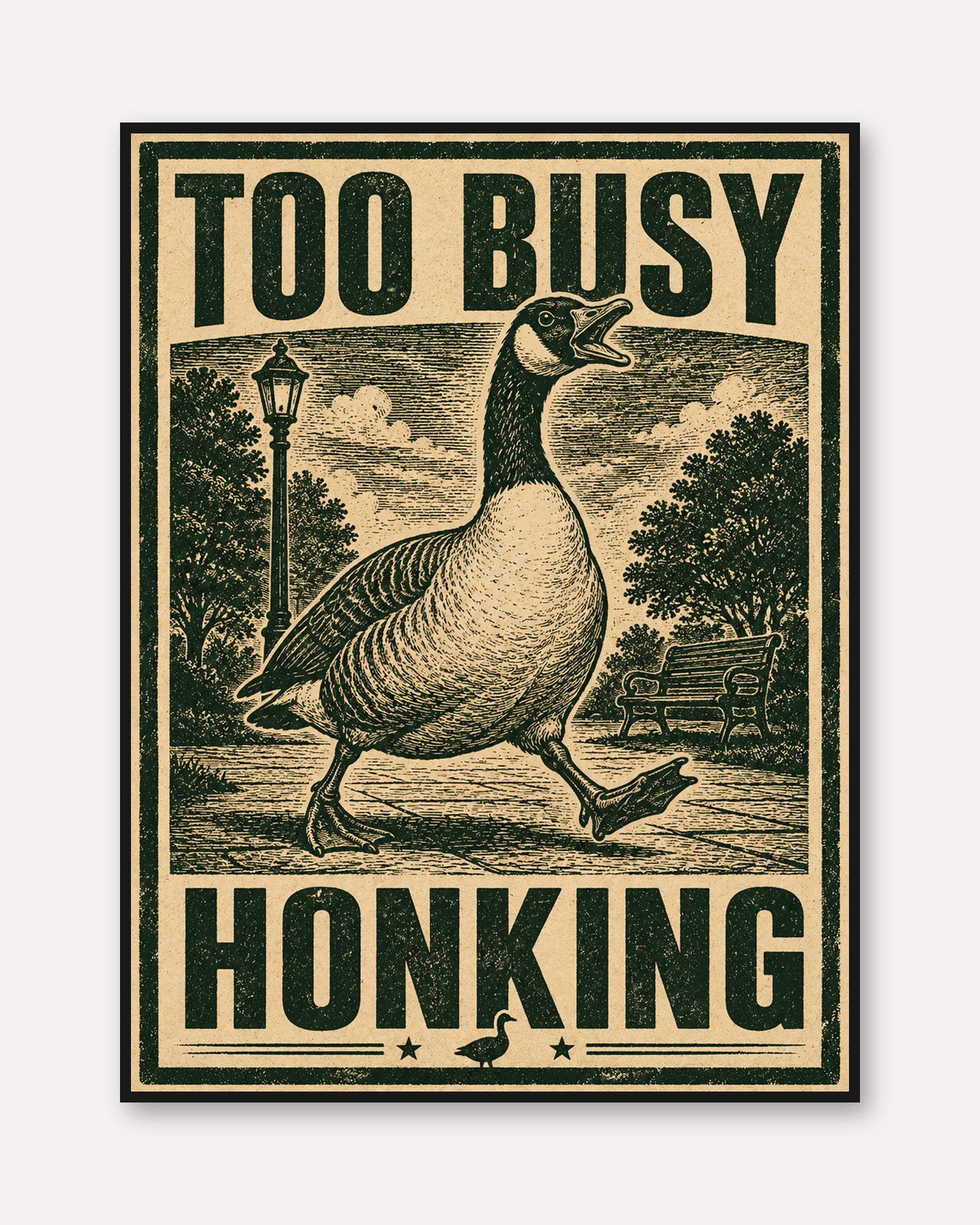 Goose Humor Poster: Vintage Style - framed