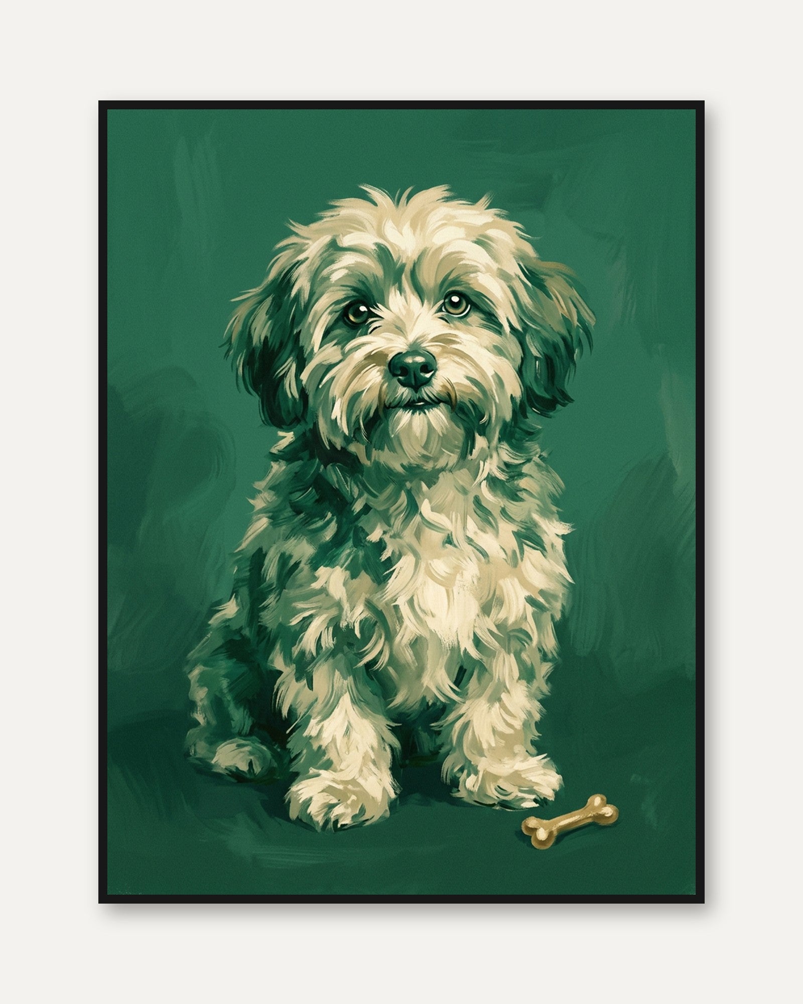 Dog Portrait Print — Vintage Style Pet Illustration - framed