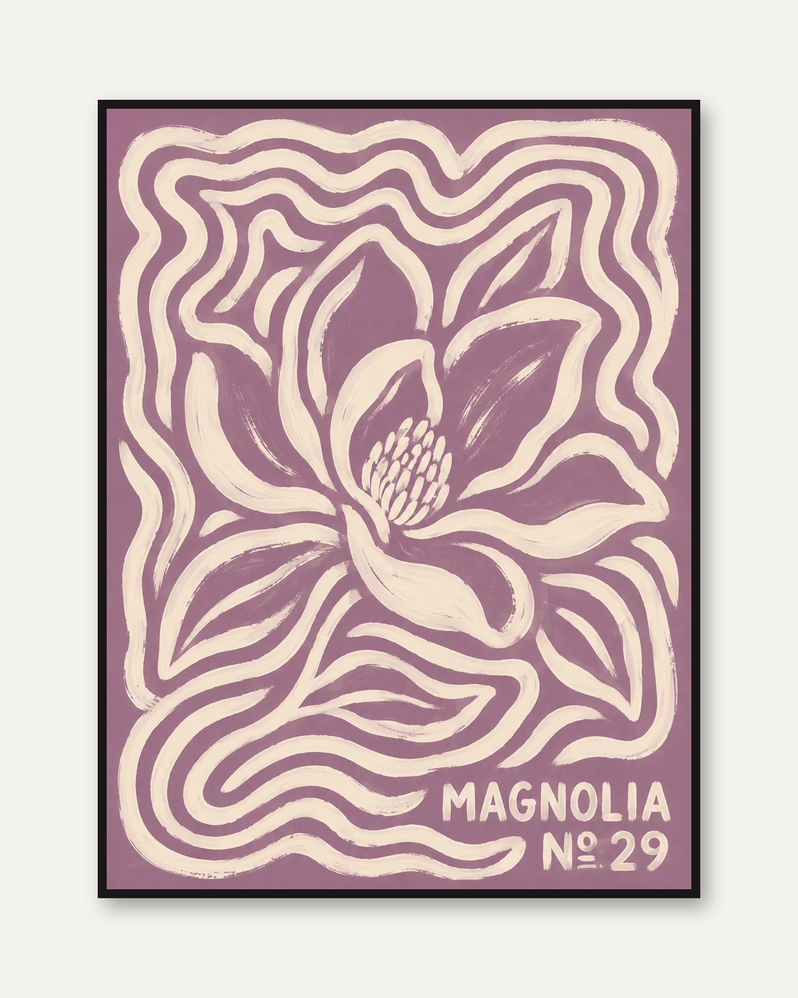 Magnolia Wall Art – Retro Floral Print - framed