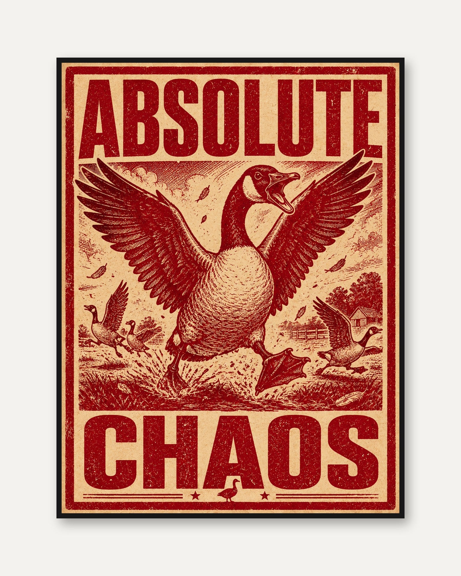 Retro Goose Propaganda Print - framed