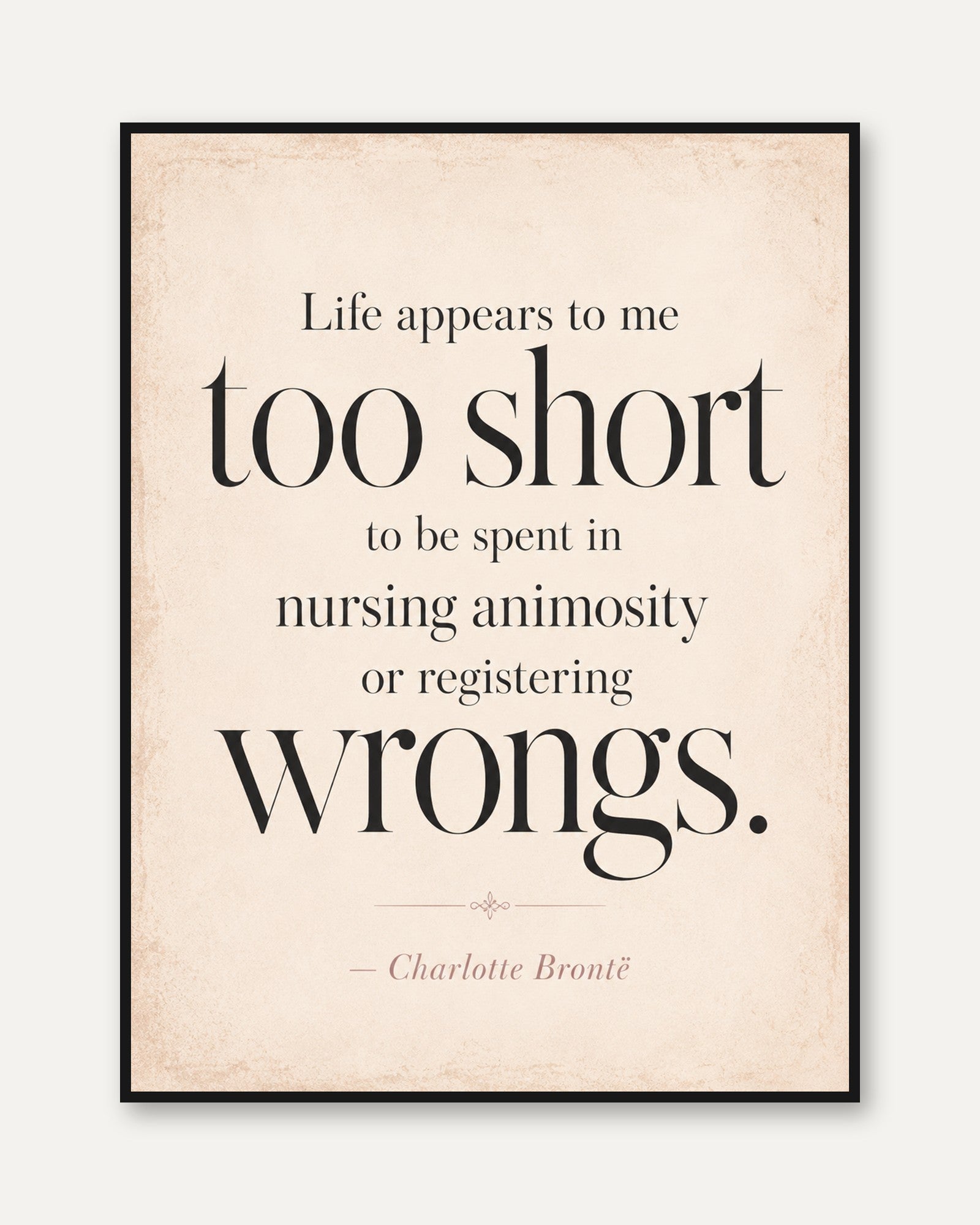 Literary Quote Wall Art – Charlotte Bronte Print - framed
