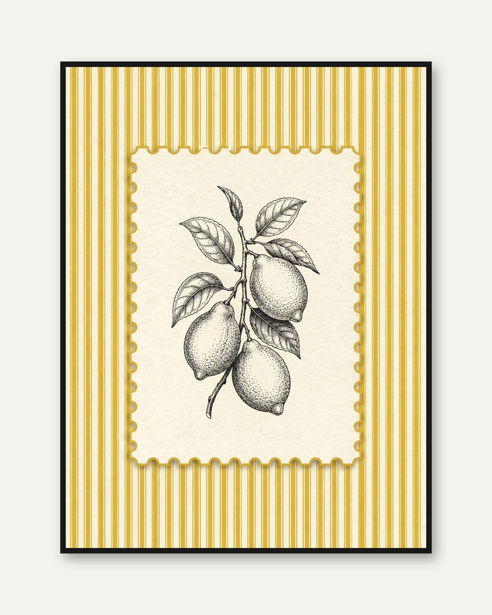Lemon Kitchen Wall Art – Botanical Fruit Print - framed