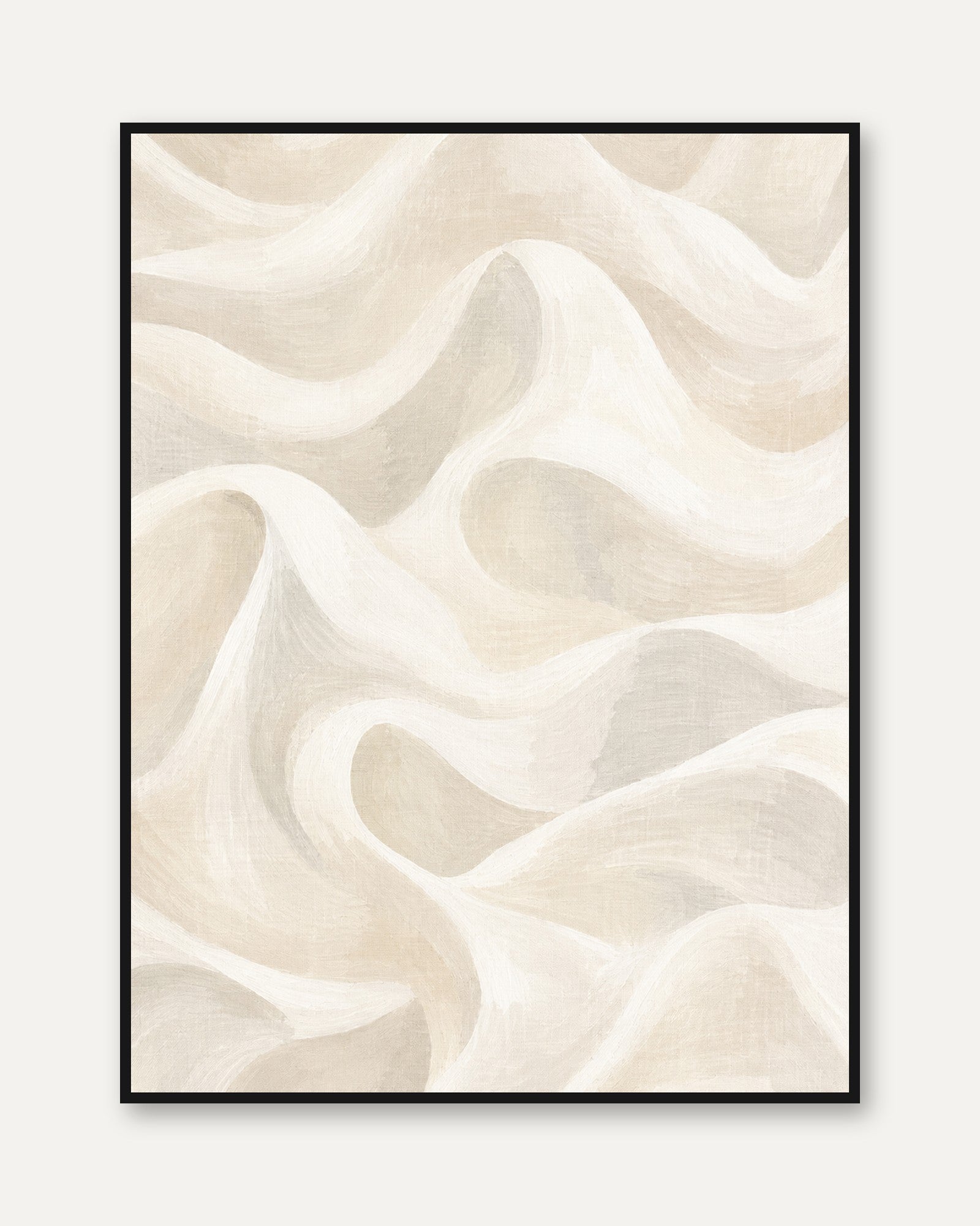Neutral Abstract Wall Art – Wavy Modern Print - framed