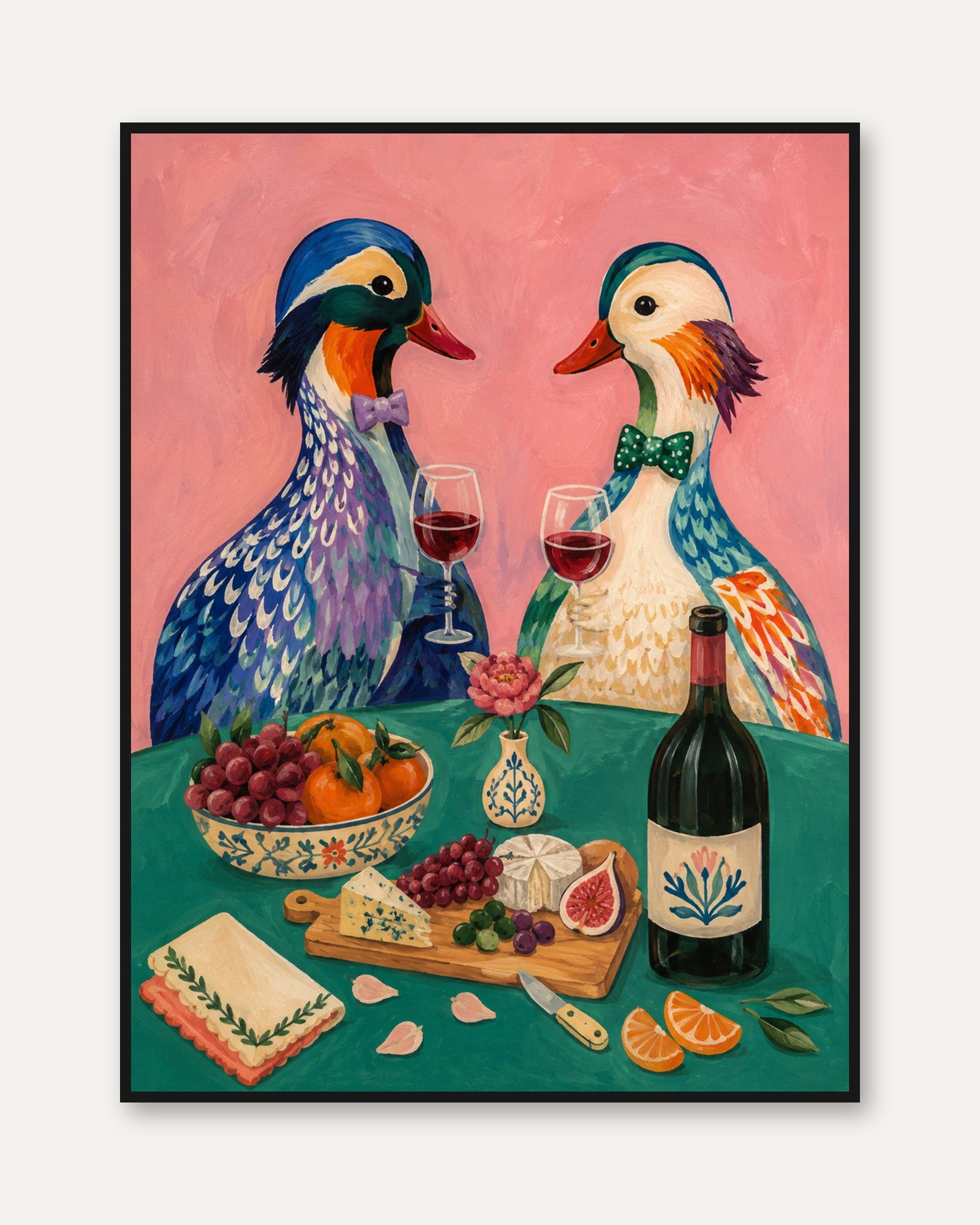 Duck Wall Art – Whimsical Animal Print - framed