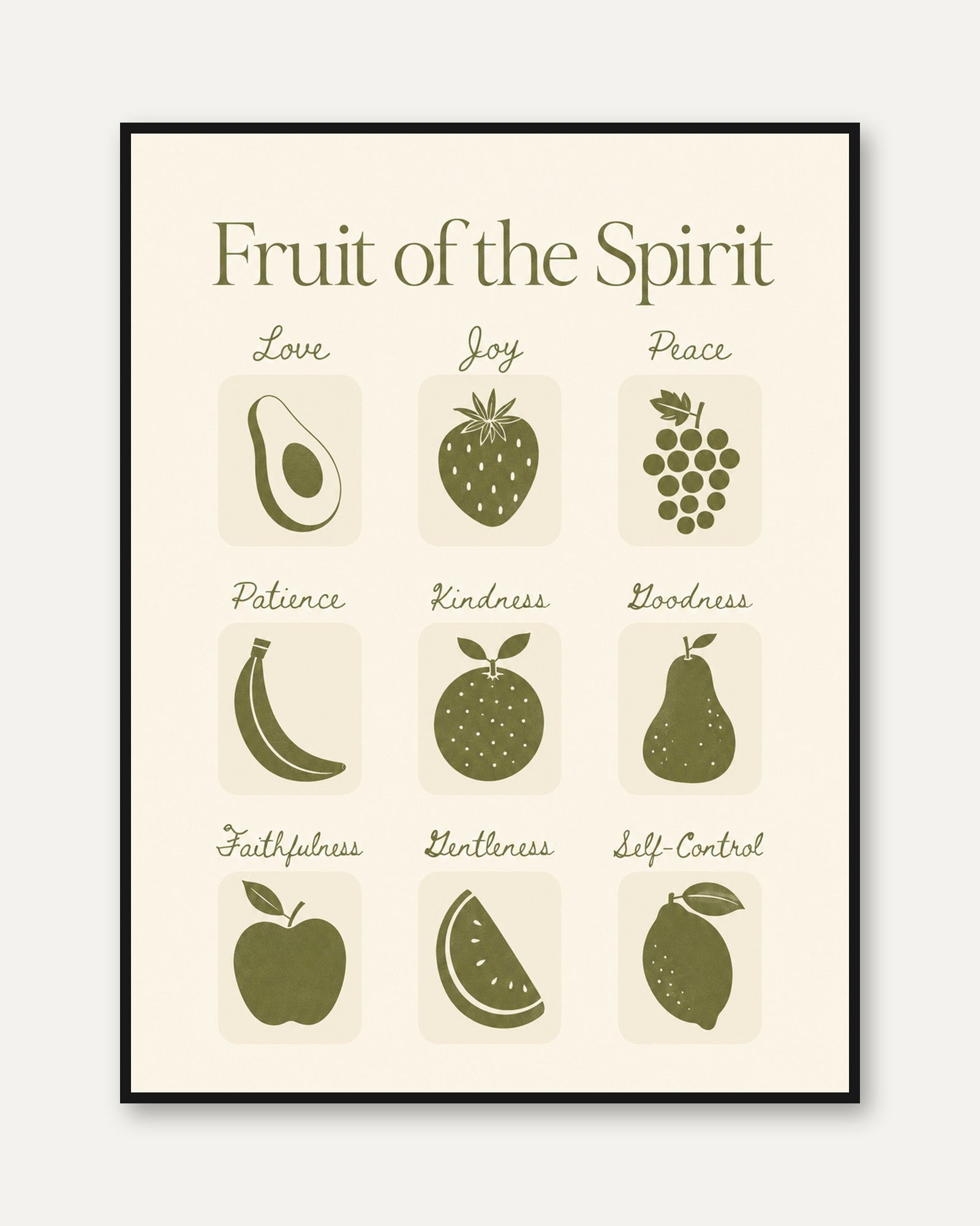 Fruit of the Spirit Print: Biblical Verse Art - framed