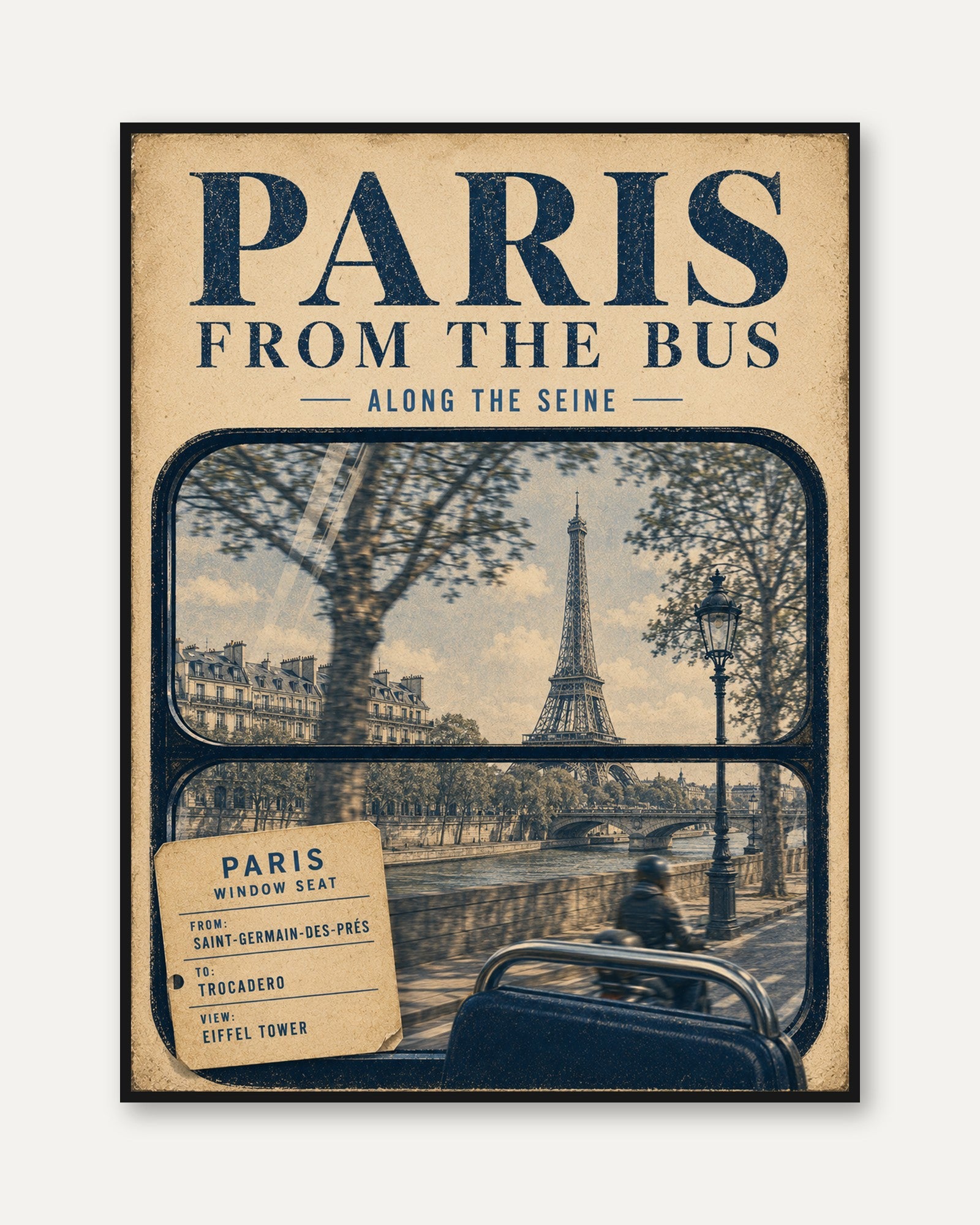 Paris Travel Poster – Vintage Paris Print - framed