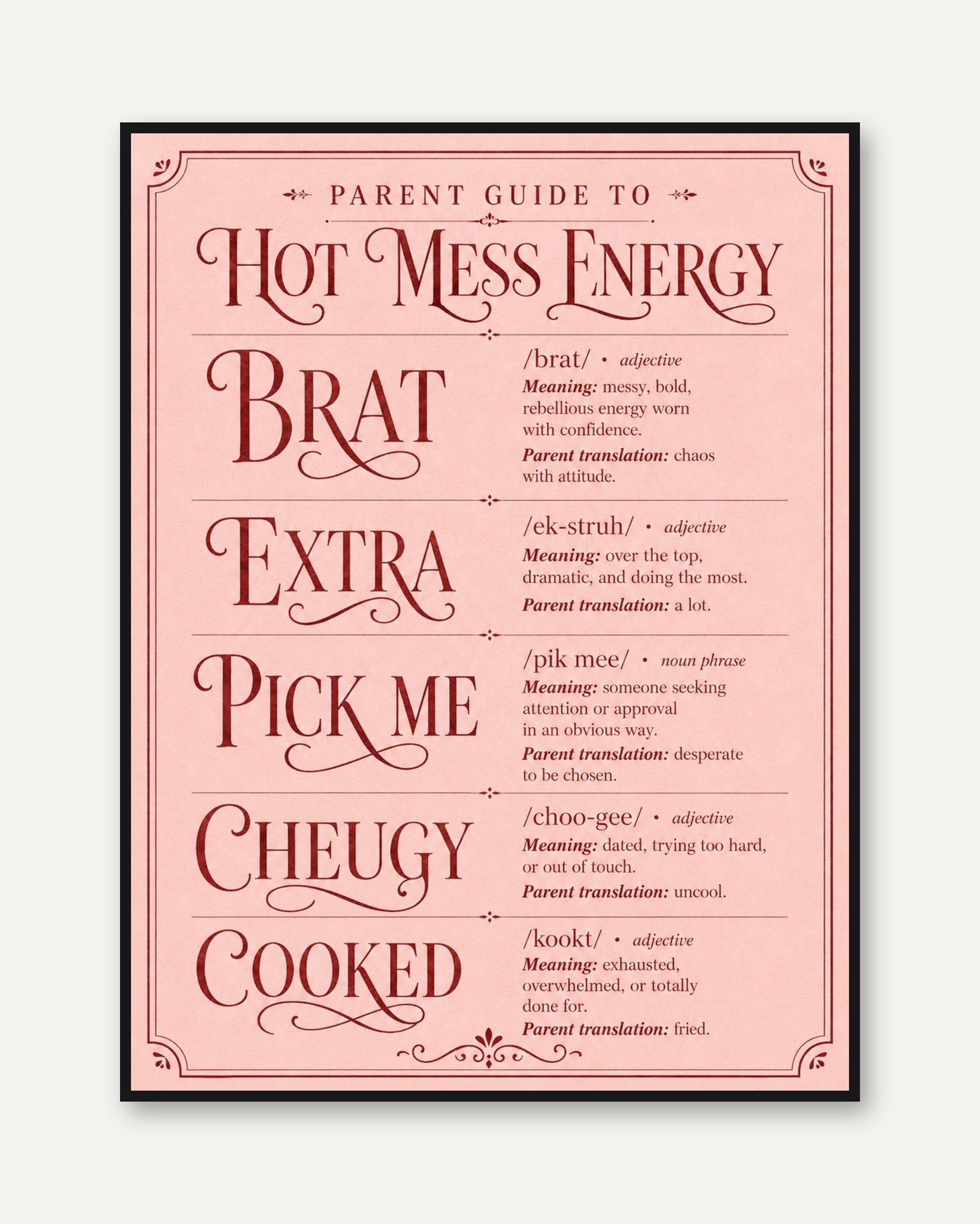 Parent Guide Wall Art – Funny Parent Print - framed
