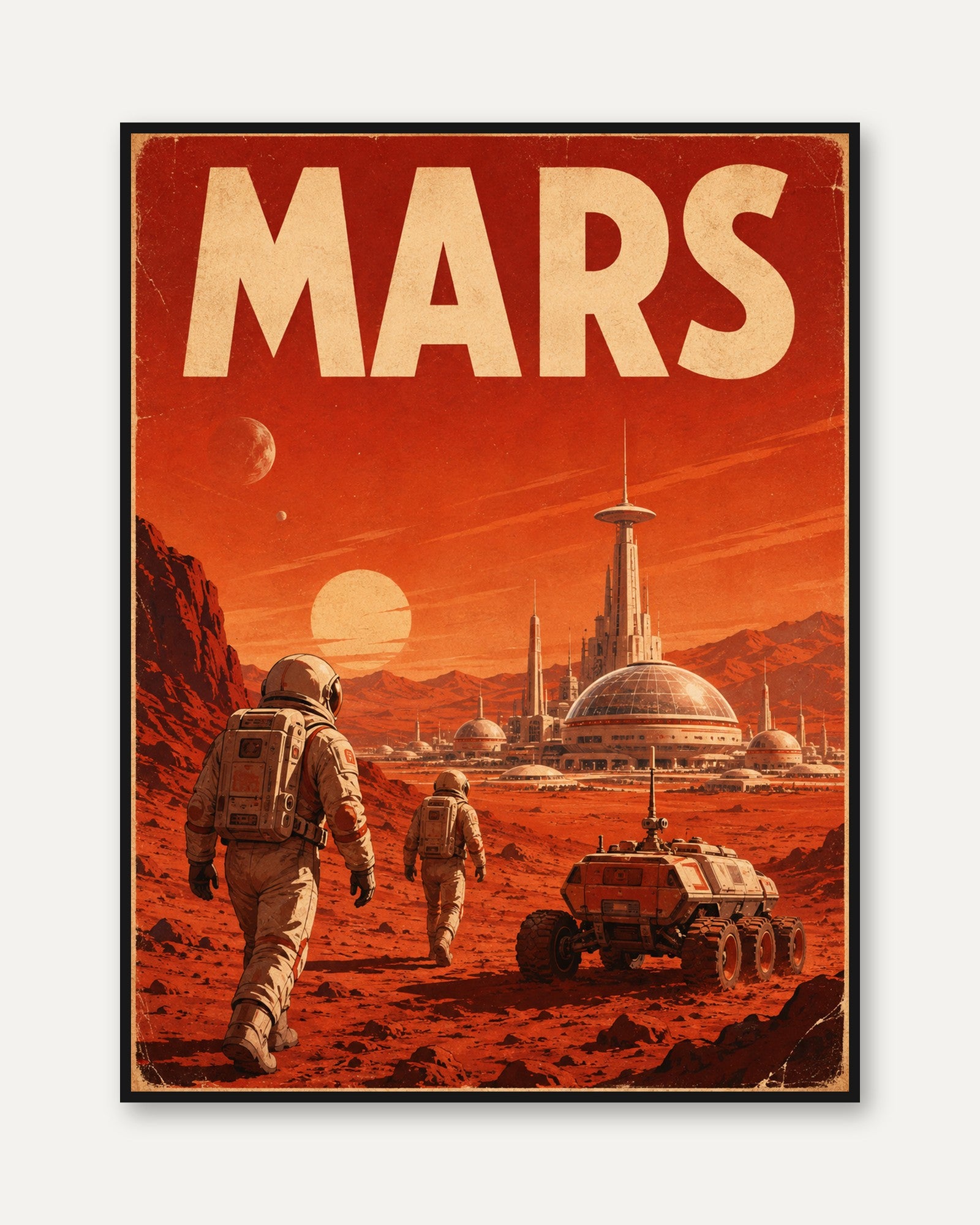 Mars Travel Poster – Retro Space Print - framed