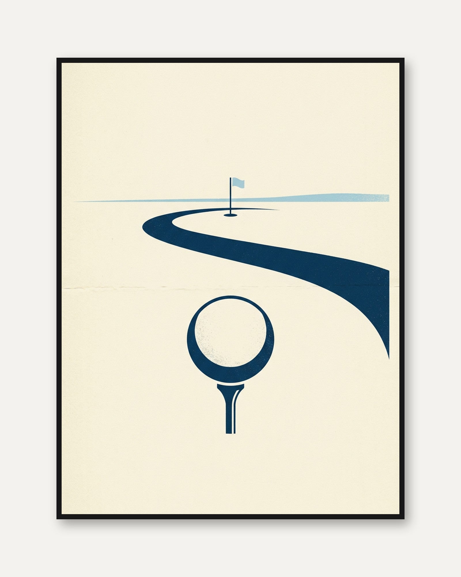 Golf Course Poster: Minimalist Navy Blue Geometric Design - framed