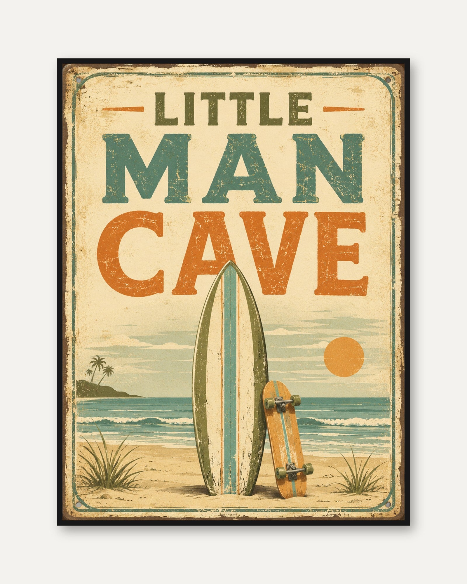 Man Cave Wall Art – Surfboard Poster - framed