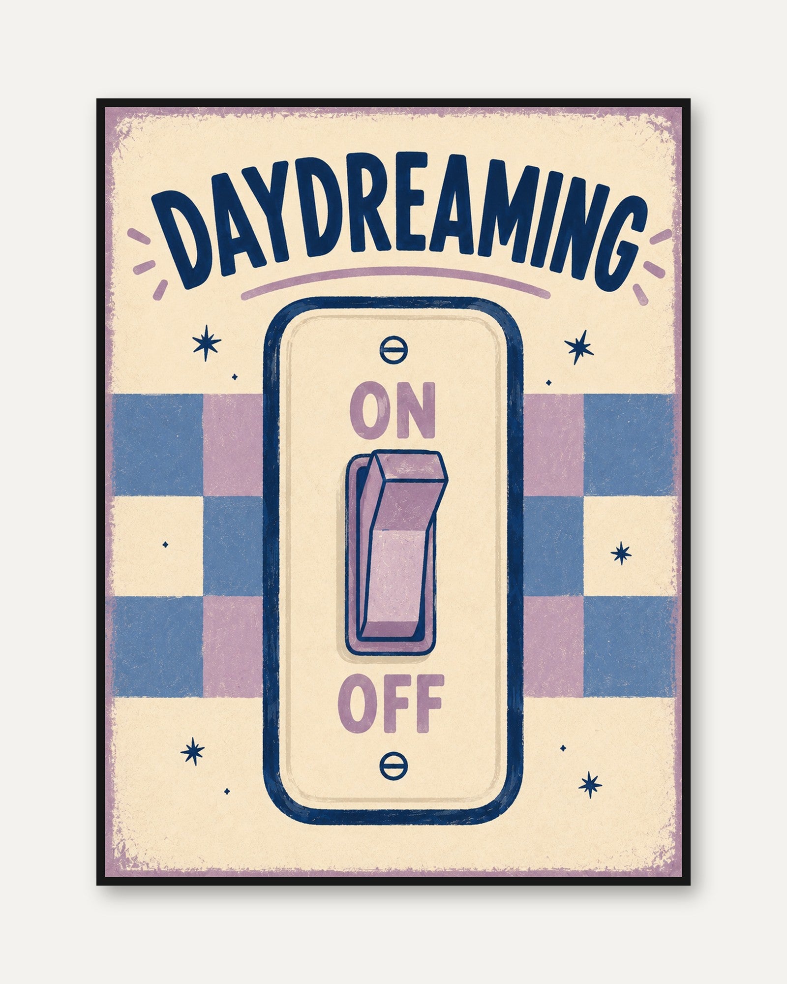 Retro Typography Print – Daydreaming Wall Art - framed