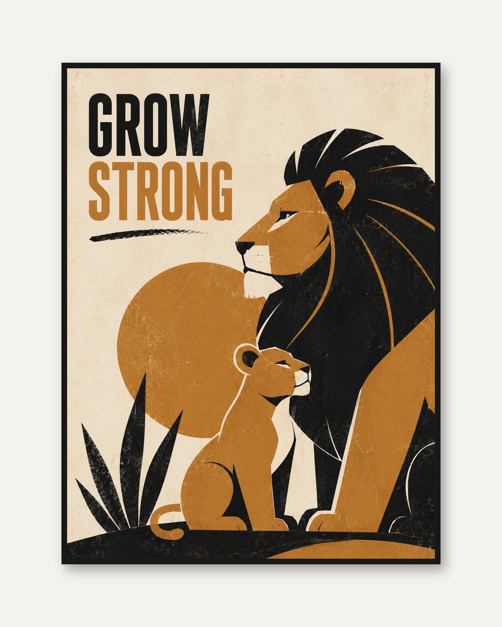 Lion Nursery Wall Art – Grow Strong Print - framed
