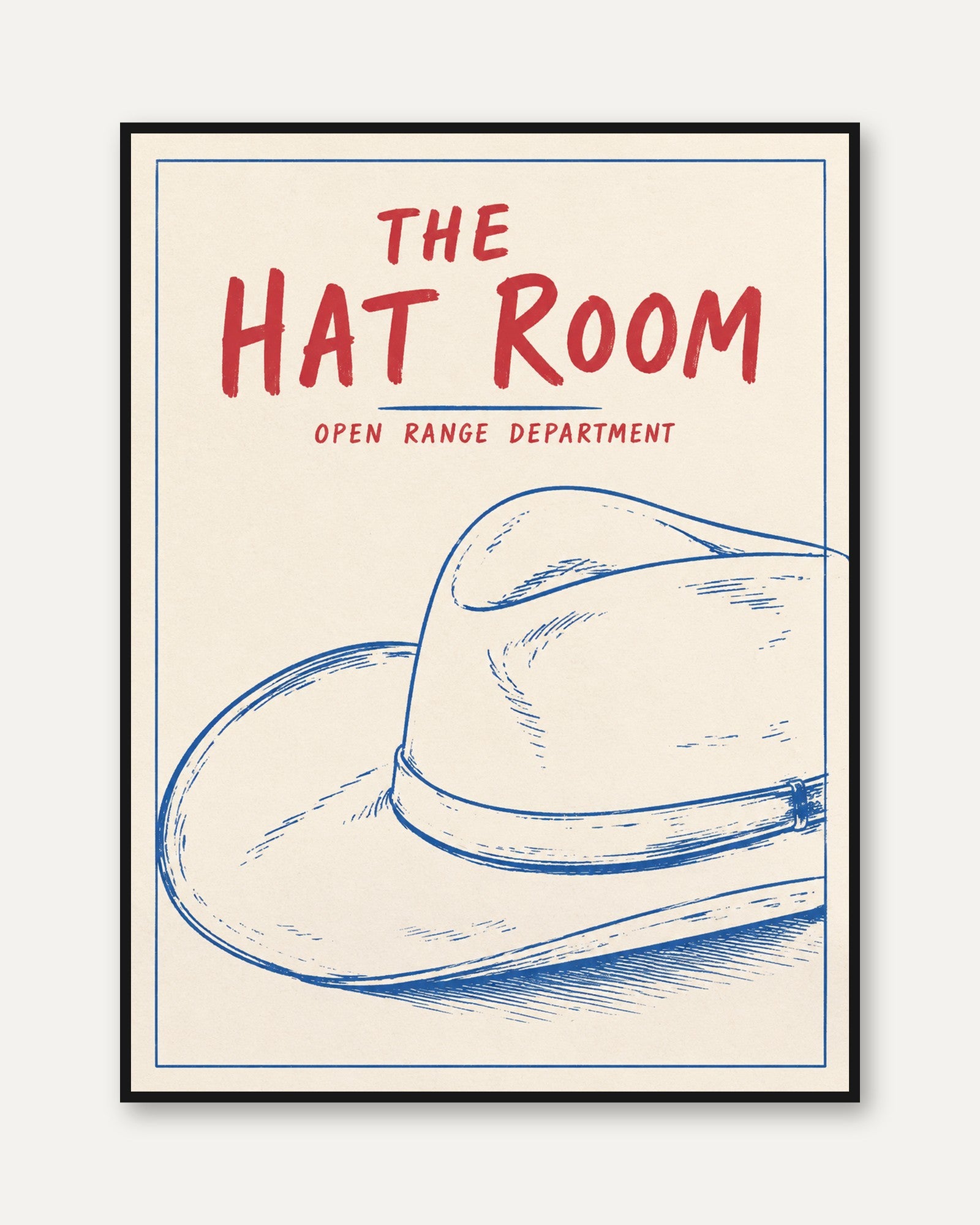 Retro Hat Poster – Vintage Western Wall Art - framed