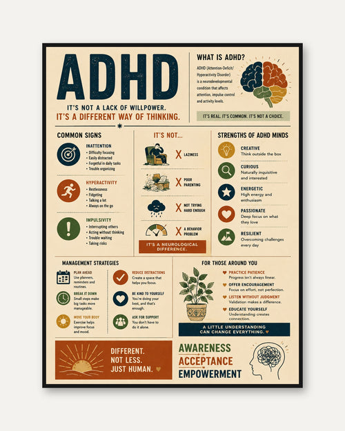 ADHD Awareness Poster – Educational Print - framed