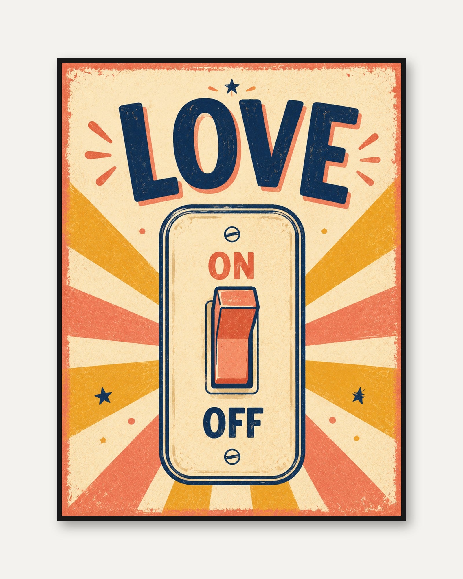 Retro Typography Wall Art – Love Switch Print - framed