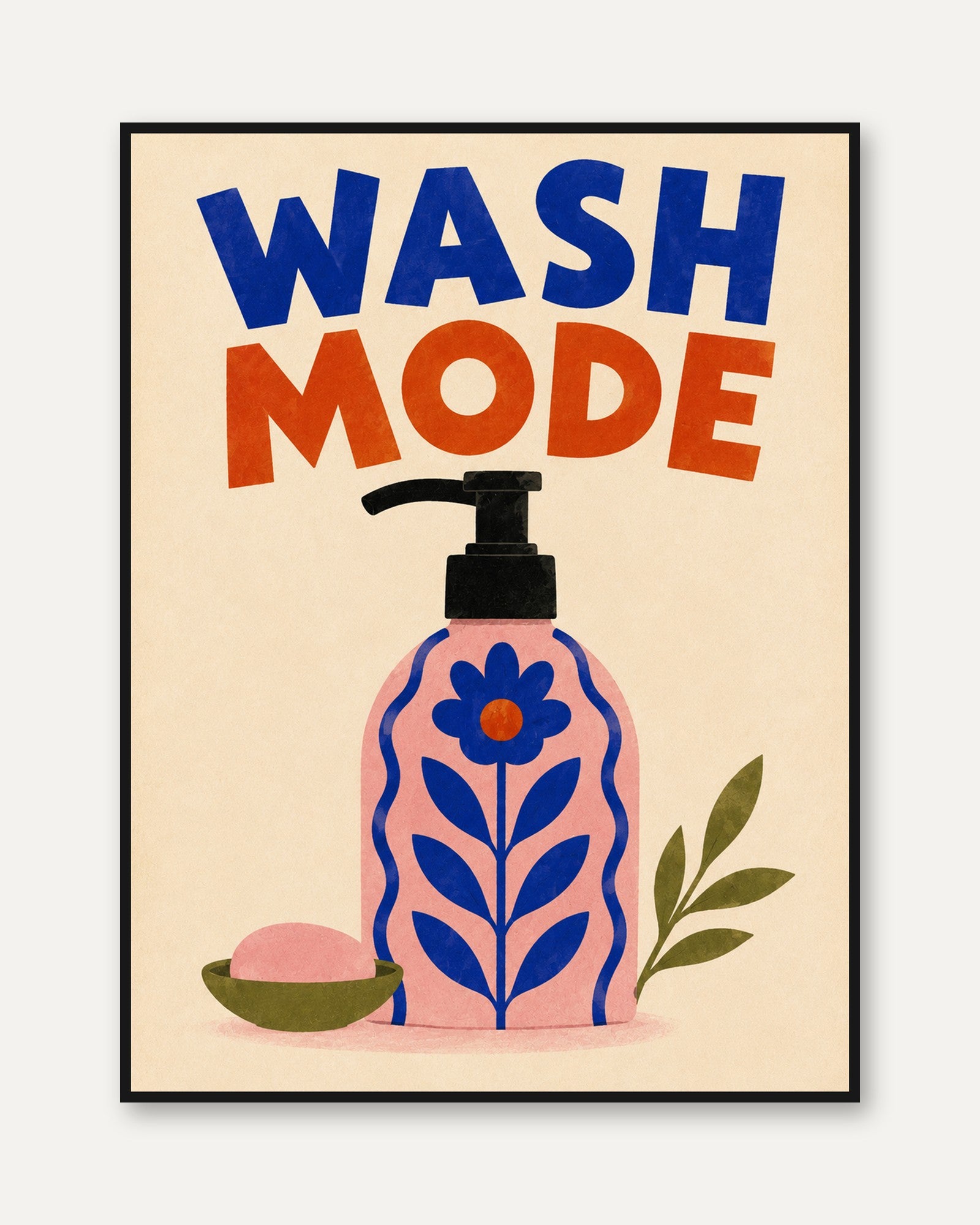 Wash Mode Print – Retro Bathroom Decor - framed