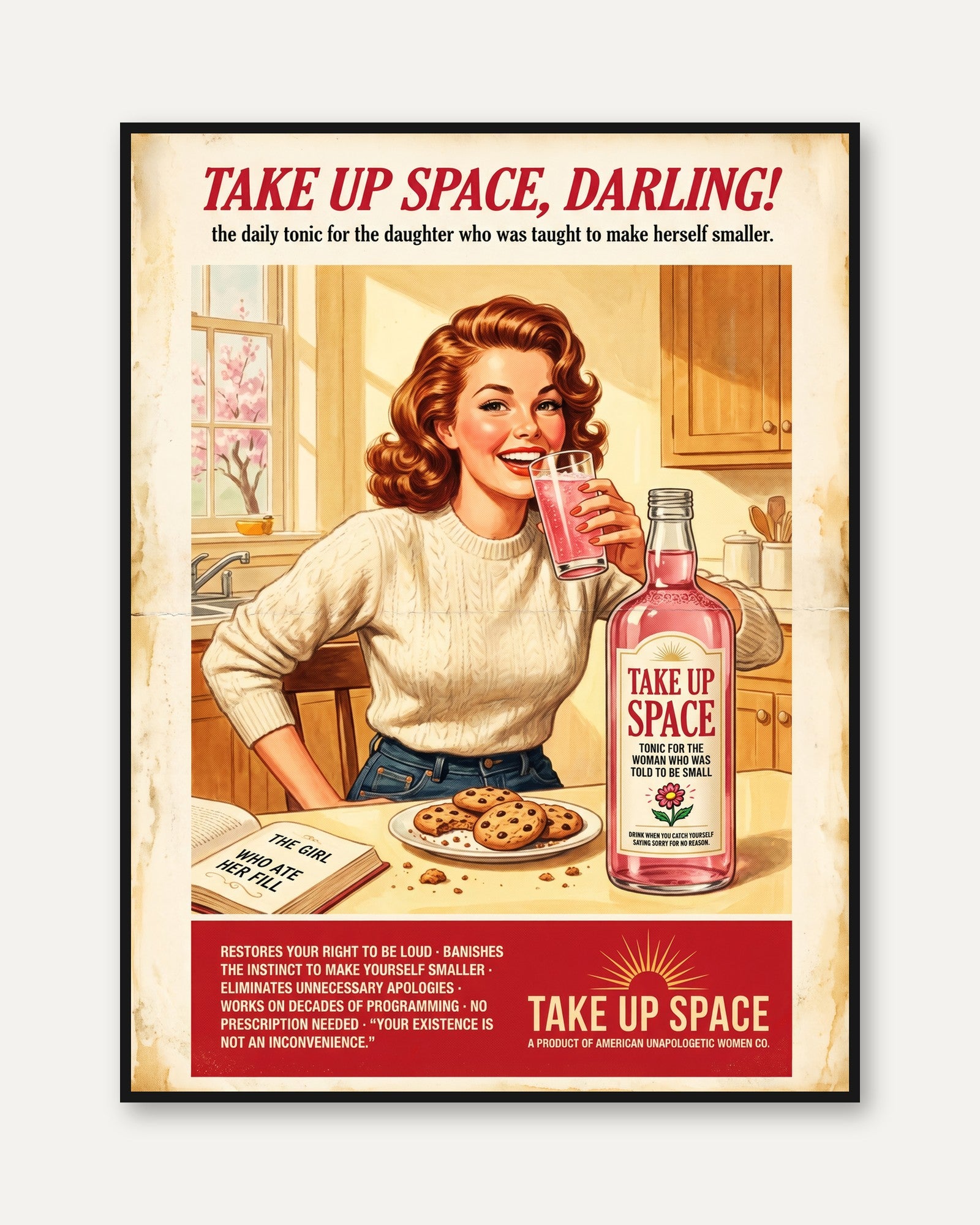 Feminist Vintage Ad Parody Print - framed