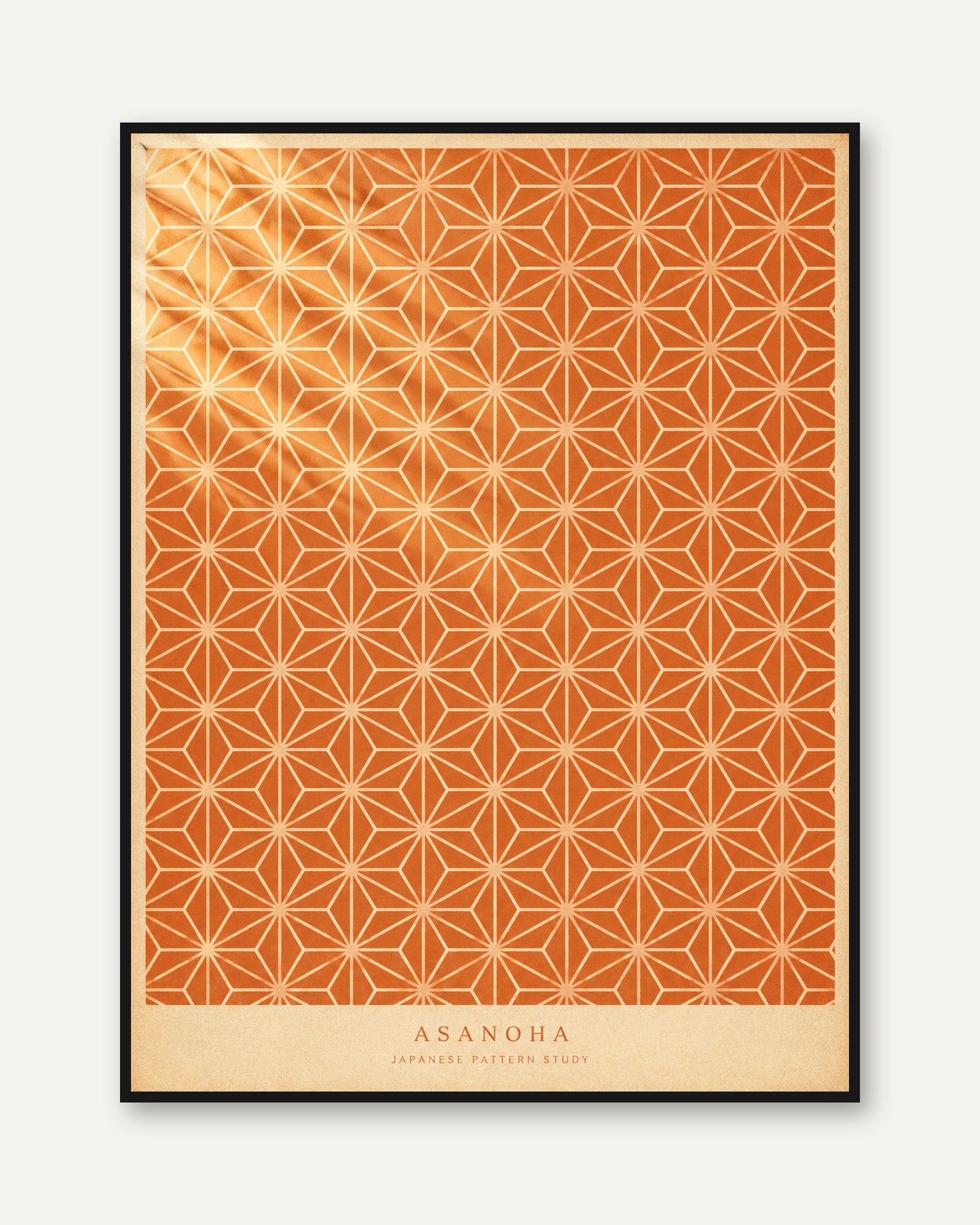 Asanoha Wall Art Print: Japanese Hemp Leaf Pattern - framed