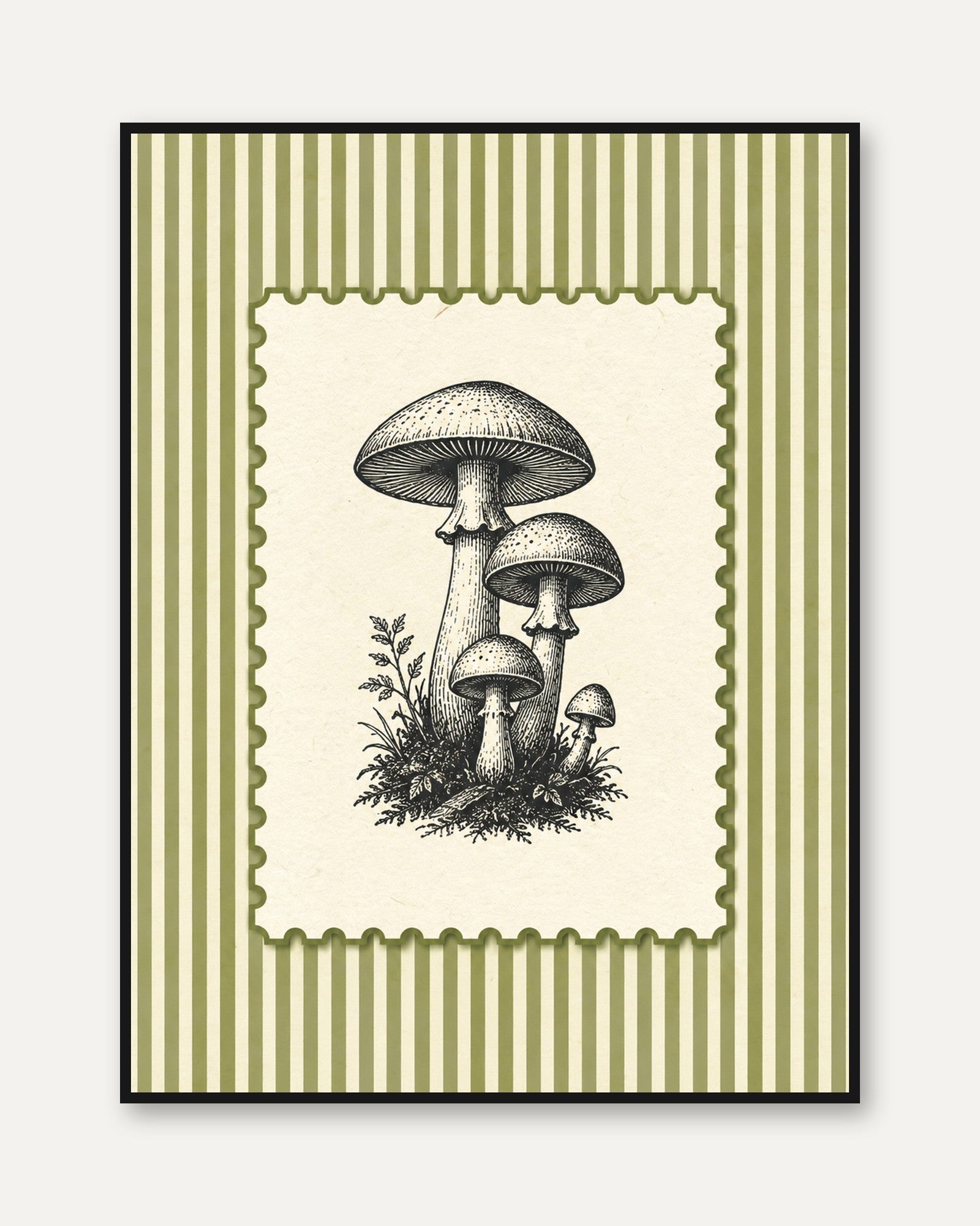 Mushroom Wall Art – Vintage Botanical Print - framed