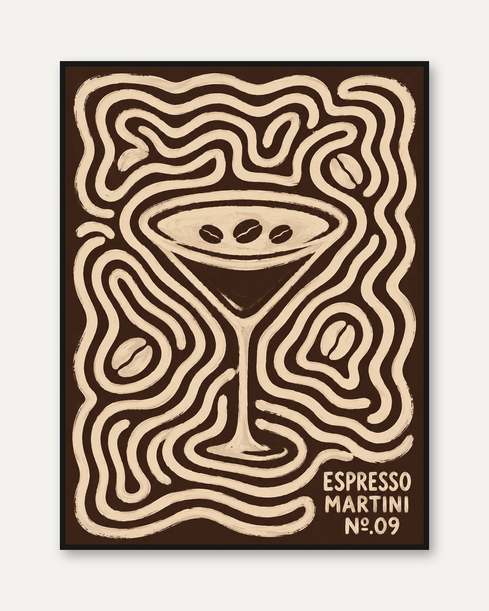 Espresso Martini Poster – Retro Coffee Wall Art - framed