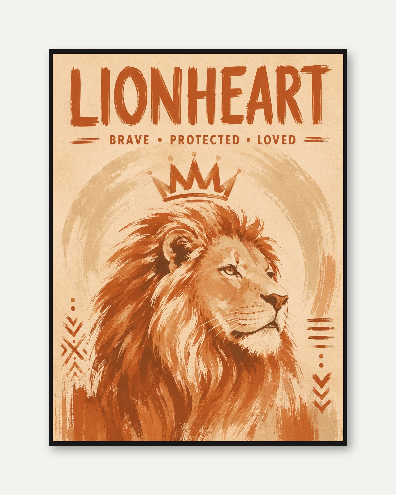 Lion Motivational Poster – Lionheart Wall Art - framed