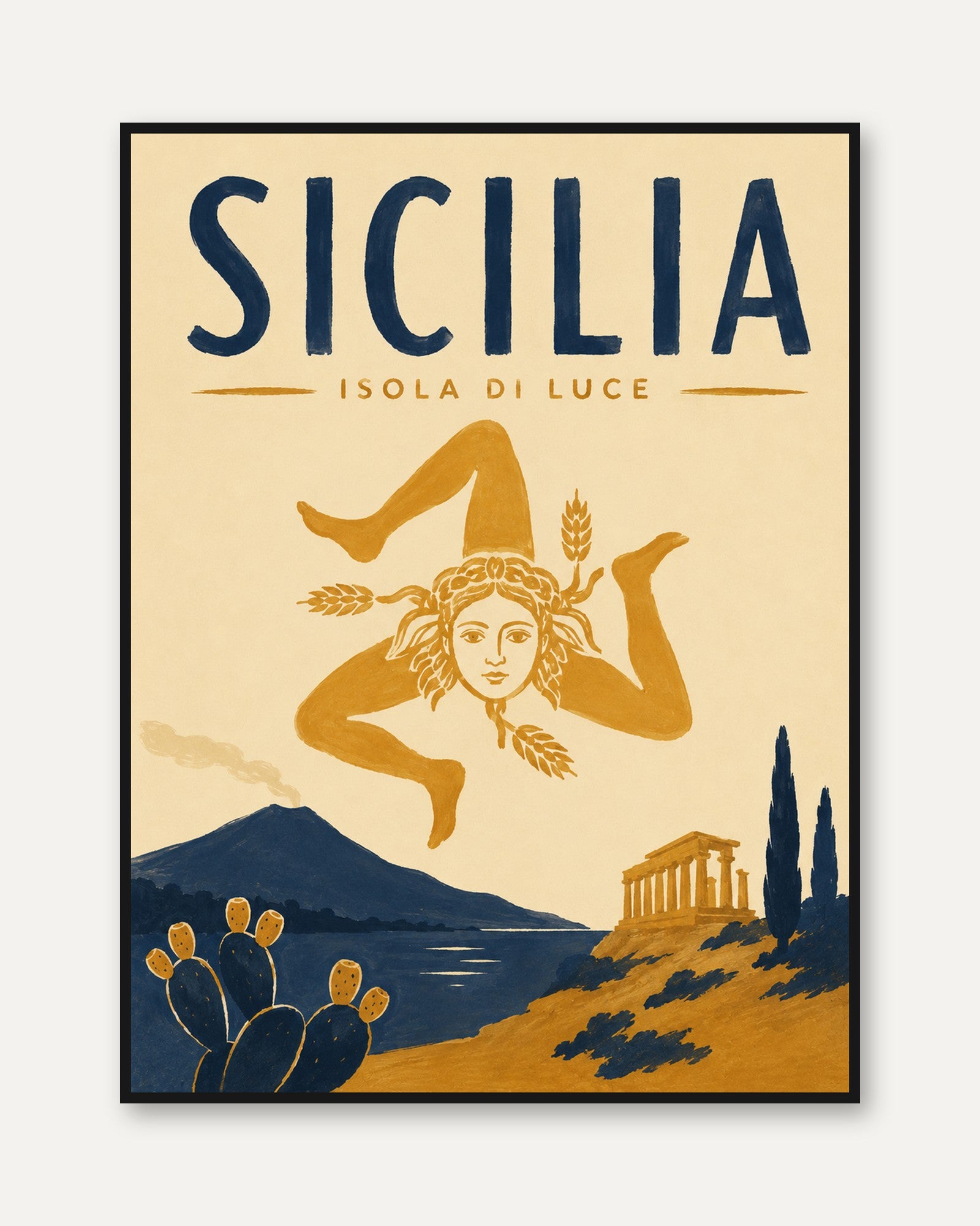Sicily Travel Poster – Vintage Italian Wall Art - framed
