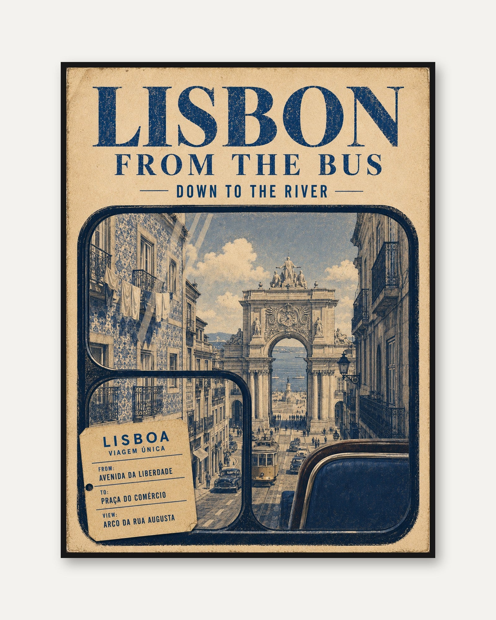 Lisbon Travel Poster – Vintage Portugal Print - framed