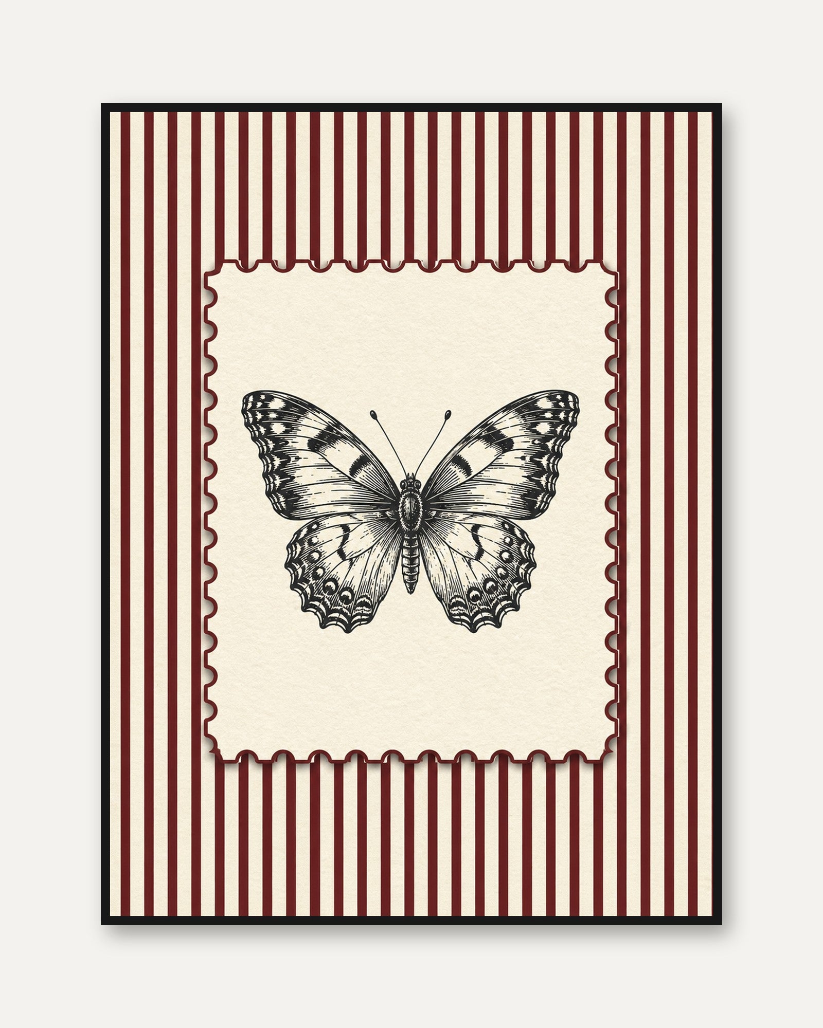 Butterfly Wall Art – Vintage Insect Print - framed