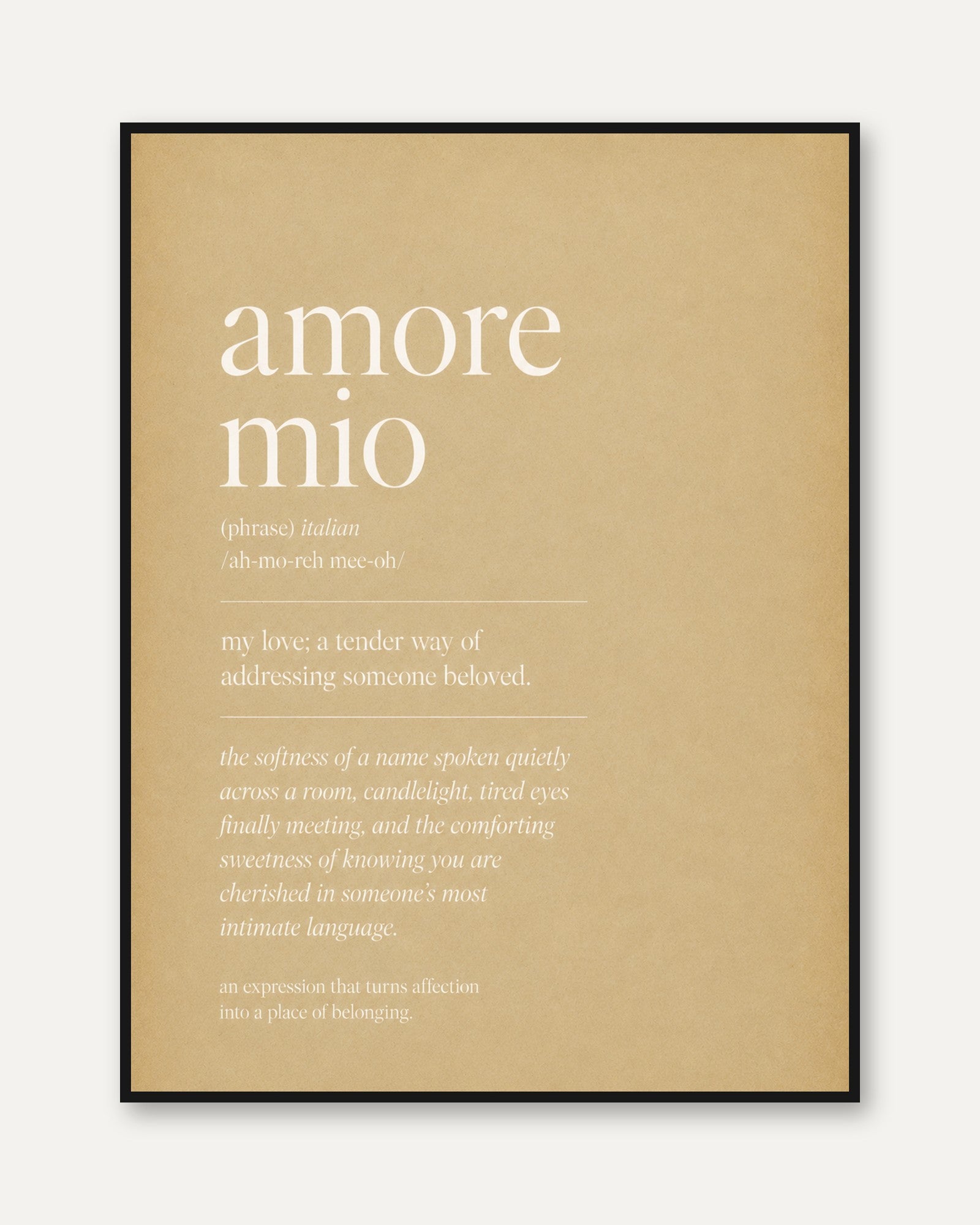 Italian Wall Art Print: Amore Mio Typography - framed