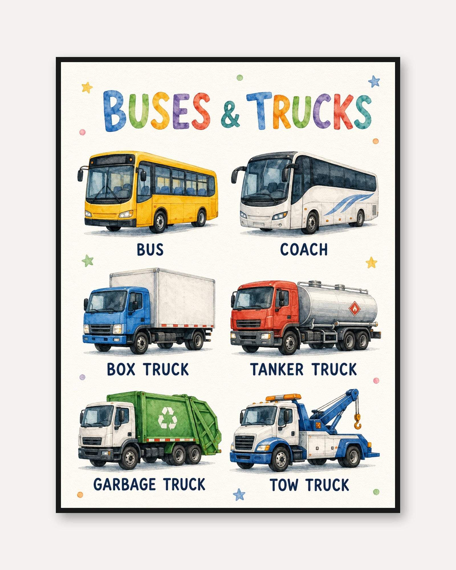 Kids Room Vehicle Print - framed