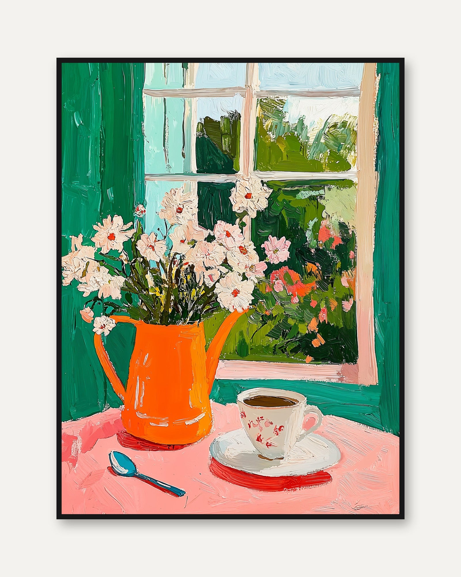 Window with Flowers Print - framed