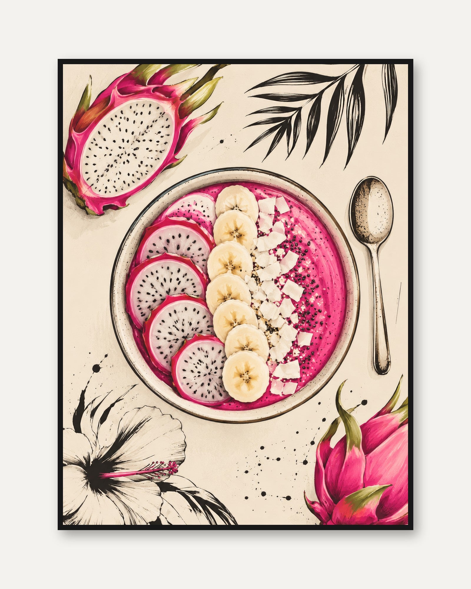 Dragon Fruit Wall Art - framed
