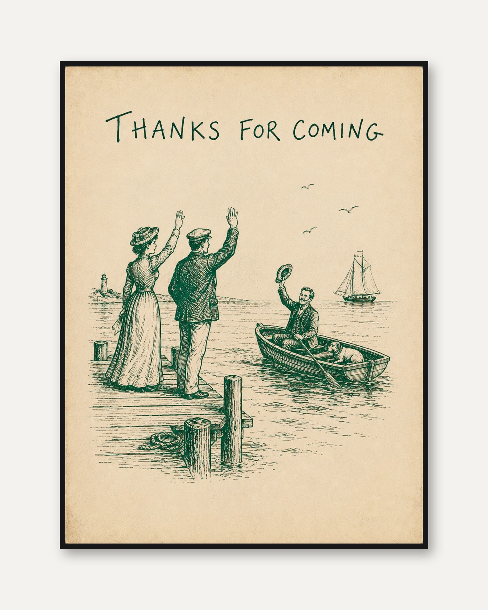 Vintage Nautical Farewell Print - framed