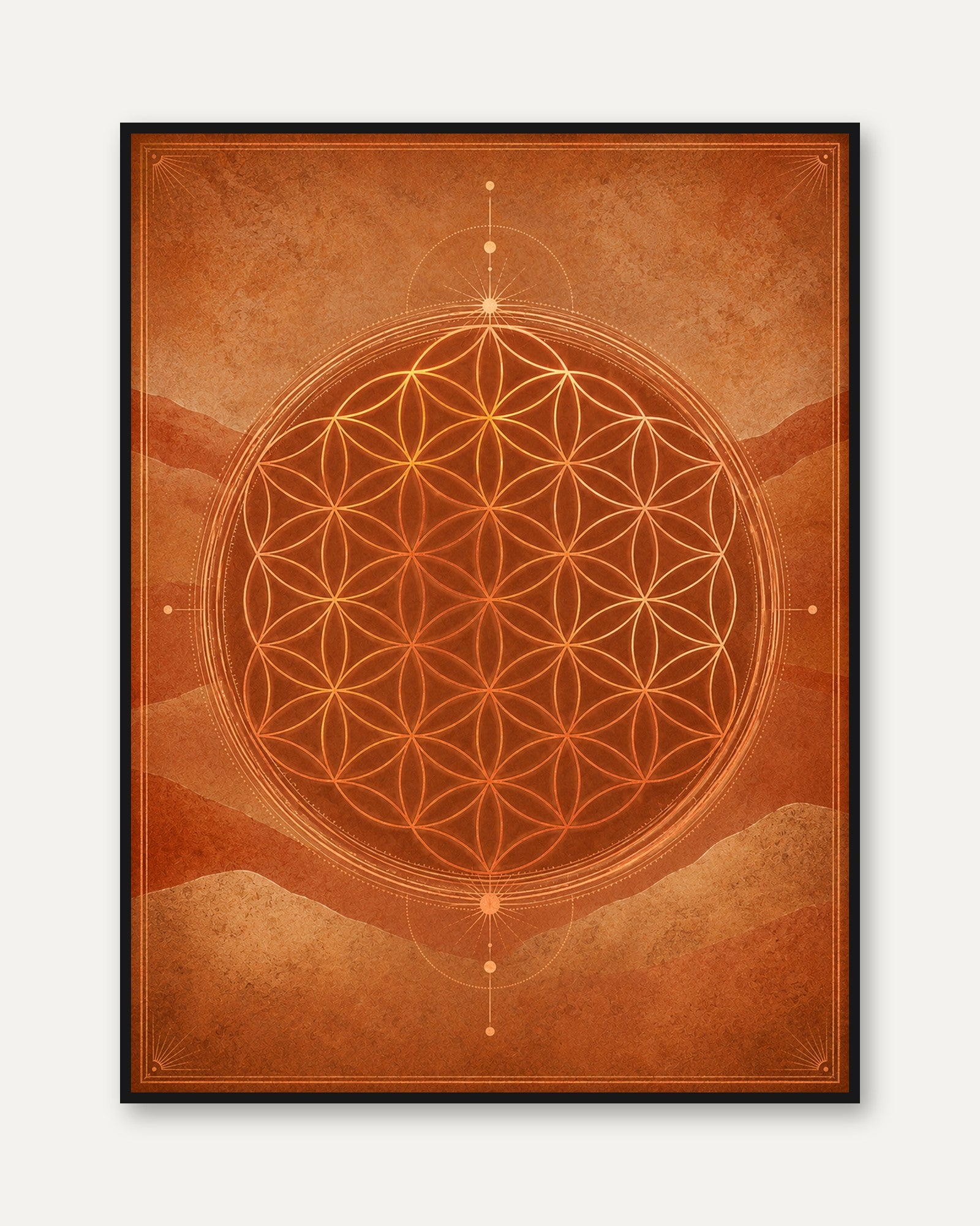 Sacred Geometry Wall Art: Flower of Life Mandala - framed