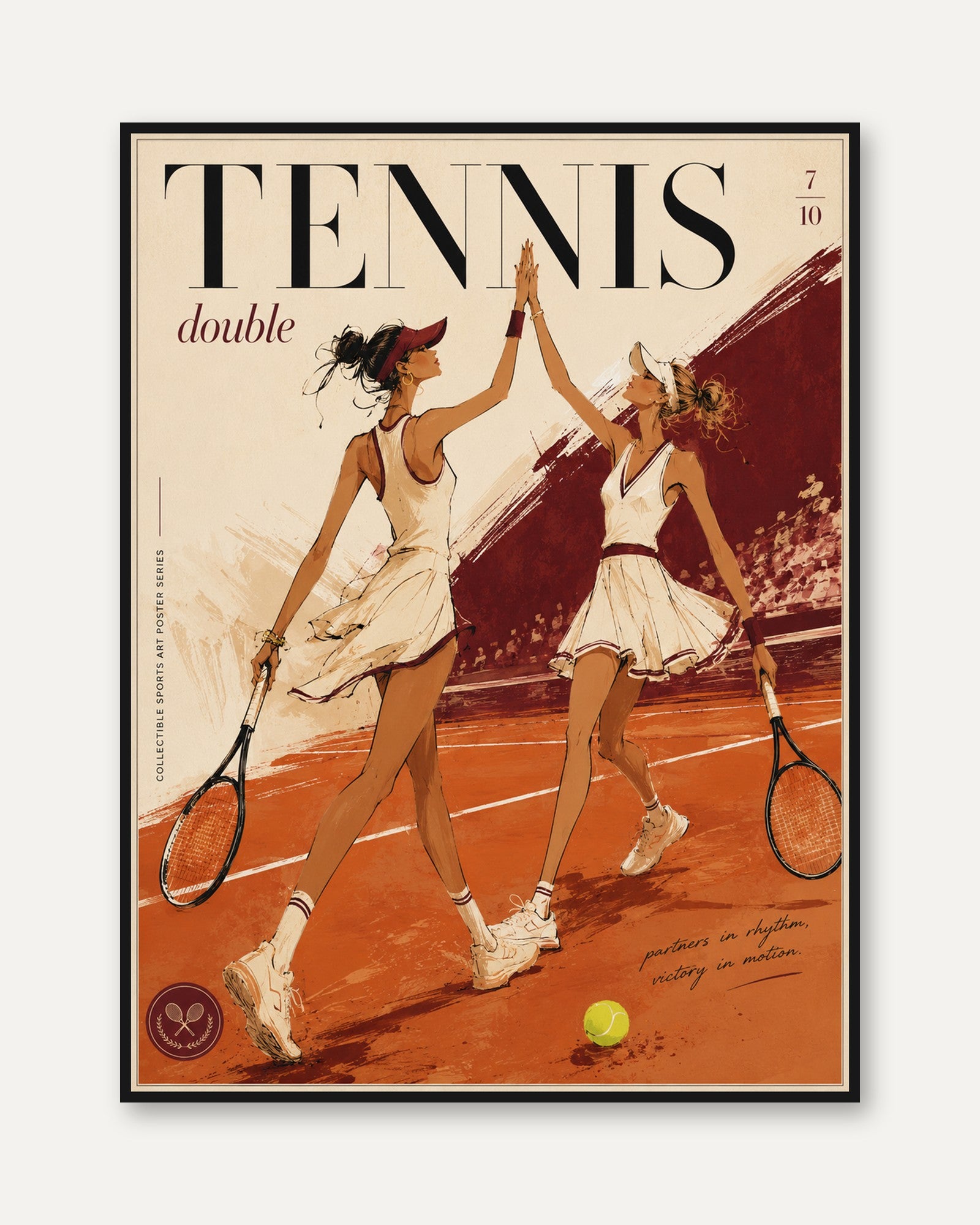 Tennis Wall Art: Vintage Women's Doubles - framed